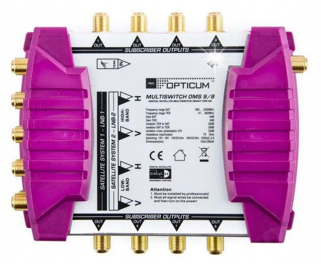 MultiSwitch 9/ 8 Outputs TV SAT Opticum Astra + Hotbird 2x Satellite and DVB-T2