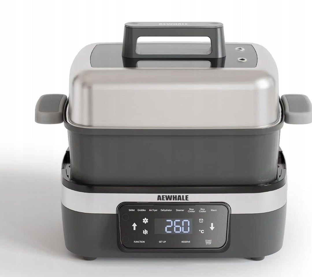 Multicooker AEWHALE 8in1 with air fryer, rice cooker, slow cooker, steamer, etc.