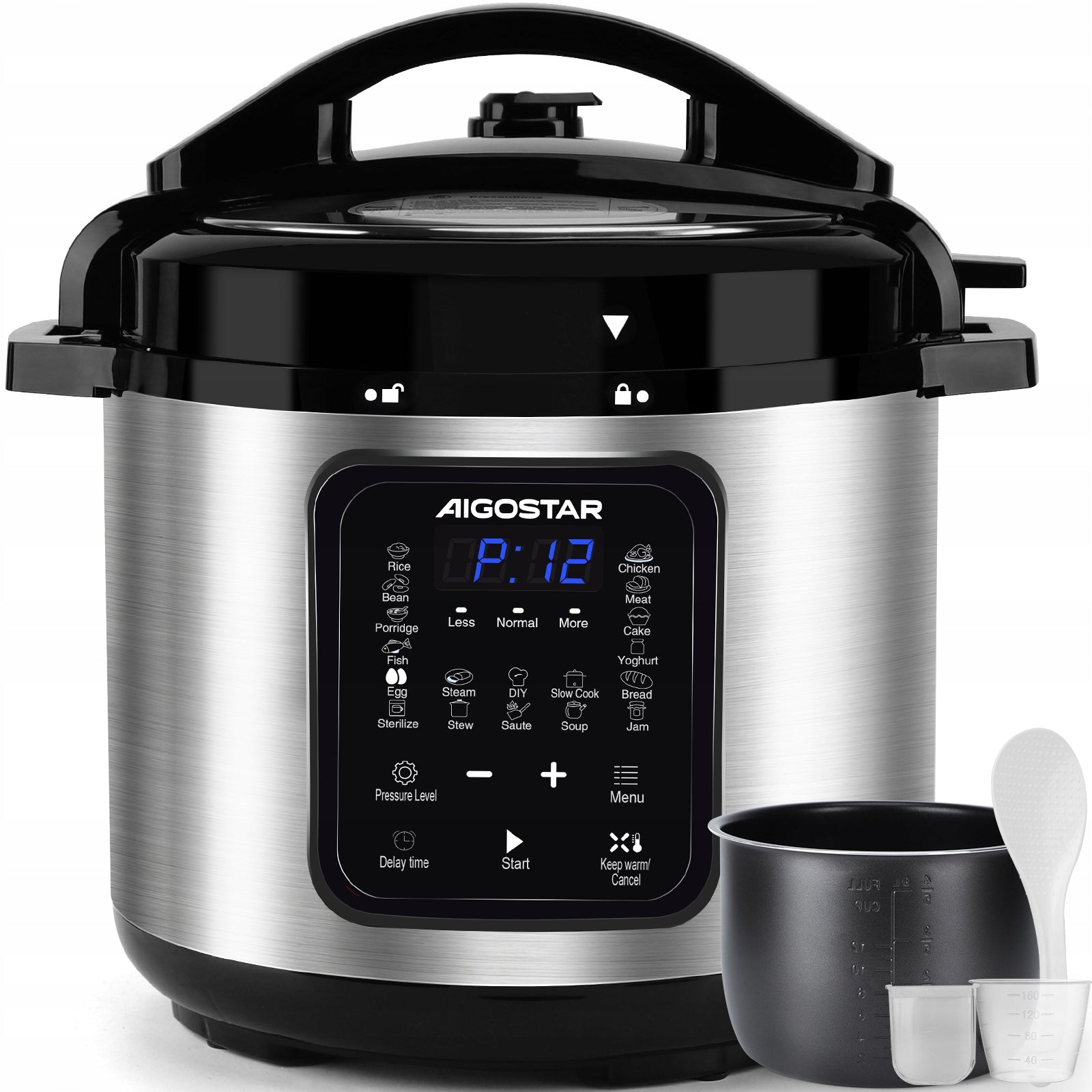 Multicooker Electric Pressure Cooker 6L 1000W 18 Programs Timer Aigostar