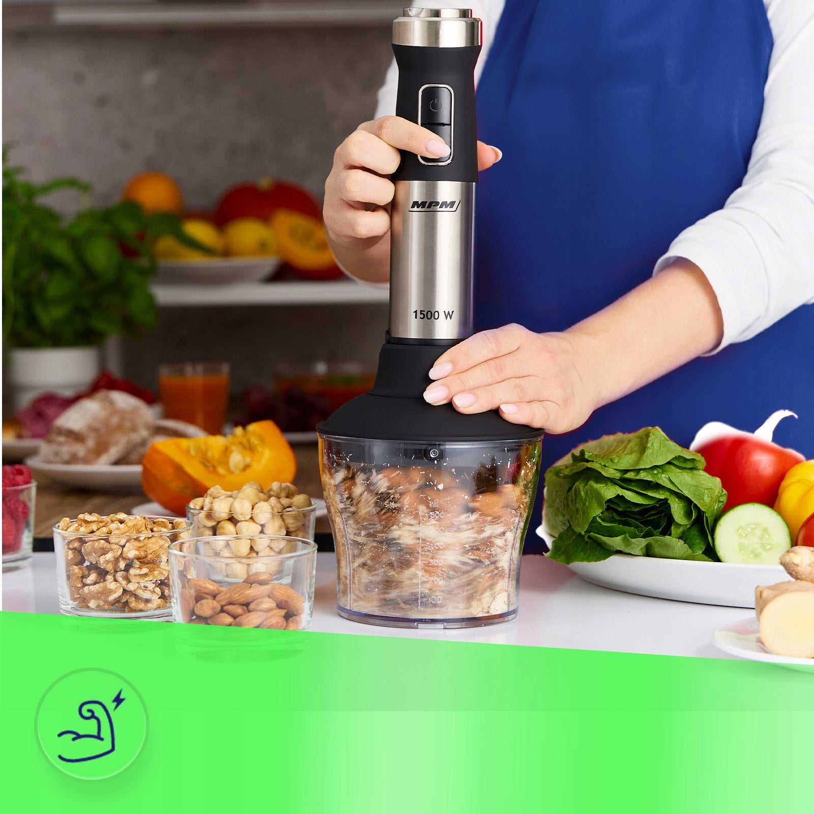 Multifunction Hand Blender - Portable Set High Power 1500W MPM MBL-42M Packaging status original