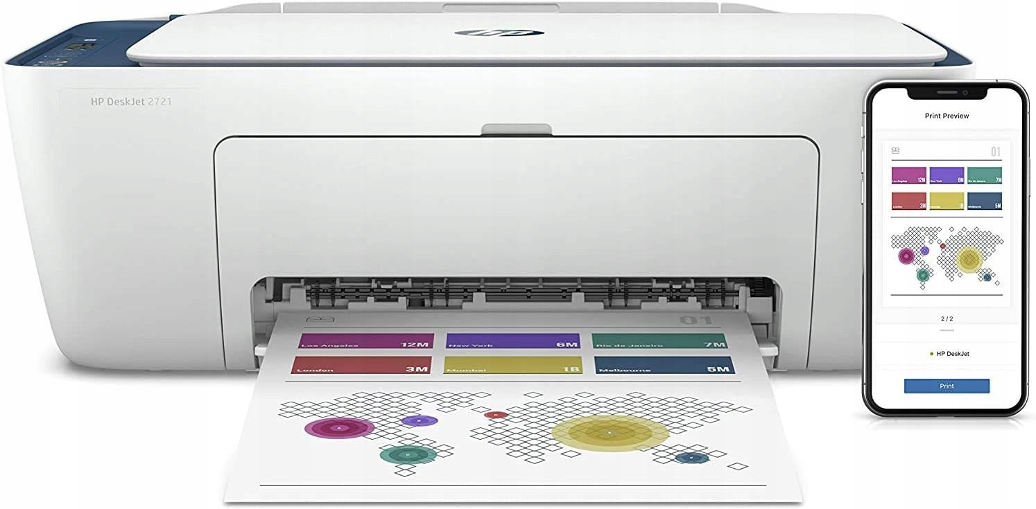 Multifunction Inkjet Printer Color HP DeskJet 2721 hp 305 Packaging status original