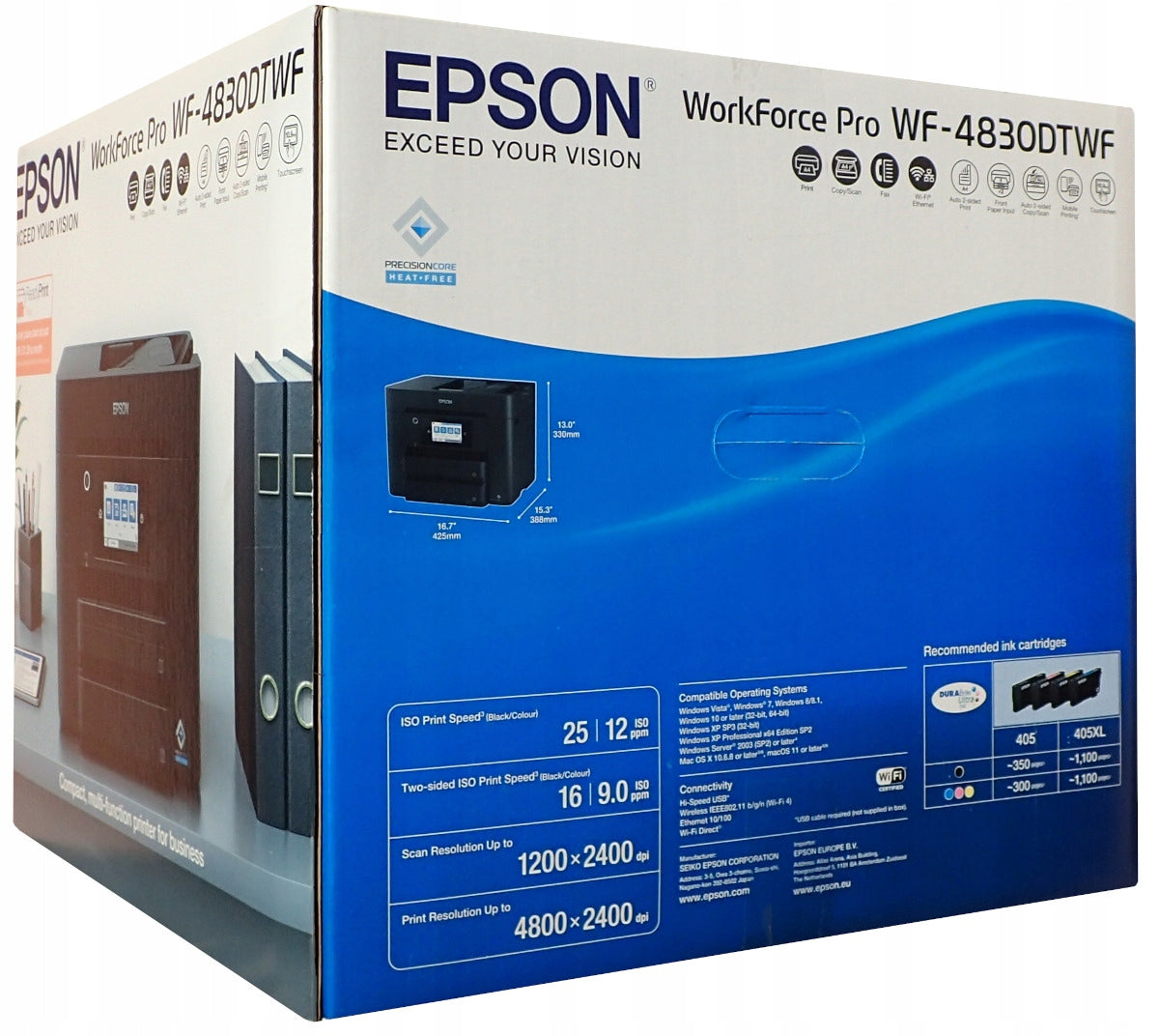 Multifunction Inkjet Printer Duplex ADF Epson WF-4830DTWF Scanner Manufacturer code C11CJ05402