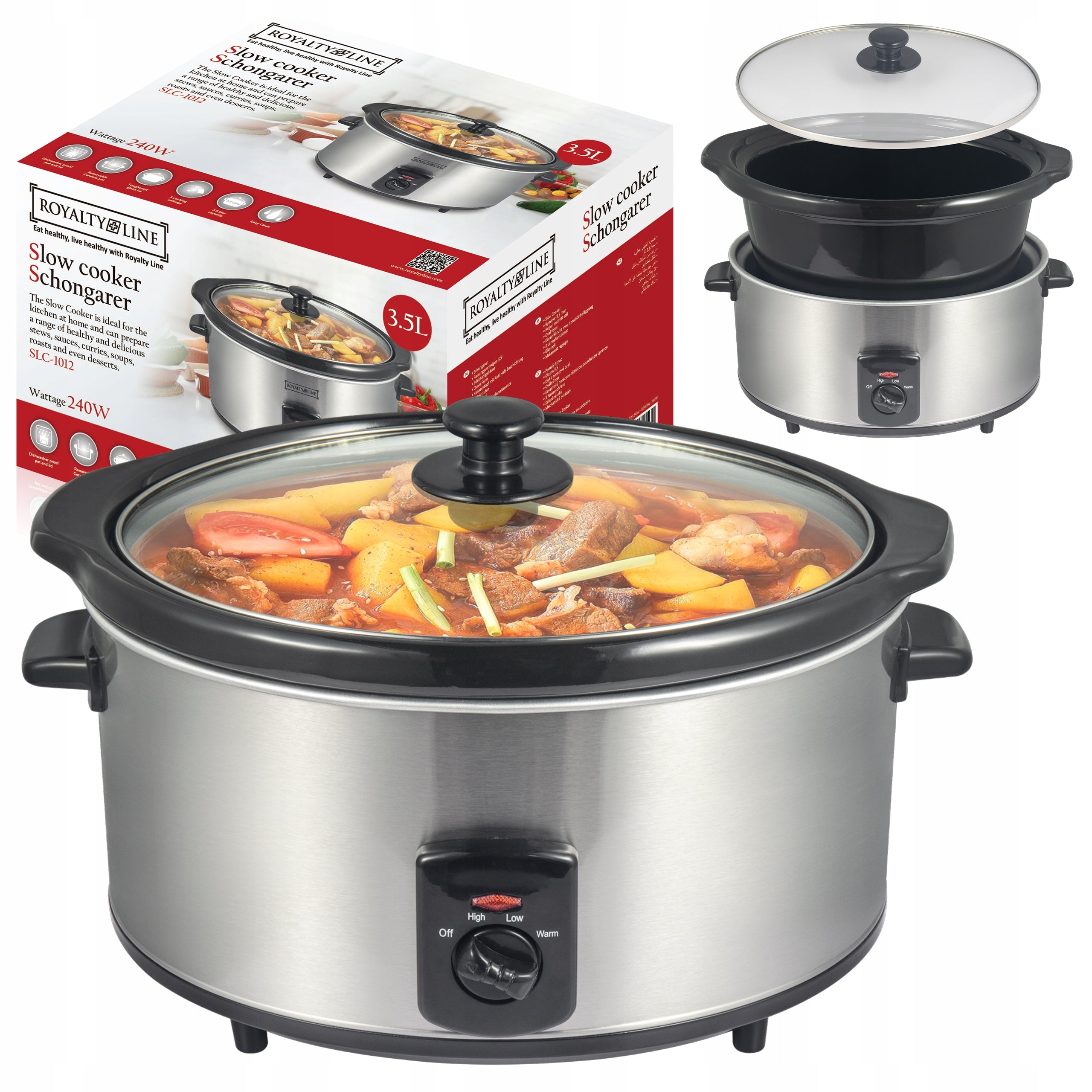 Multifunction Slow Cooker Royalty Line SLC-1012 3,5 l silver/grey 240 W Manufacturer code SLC-1012
