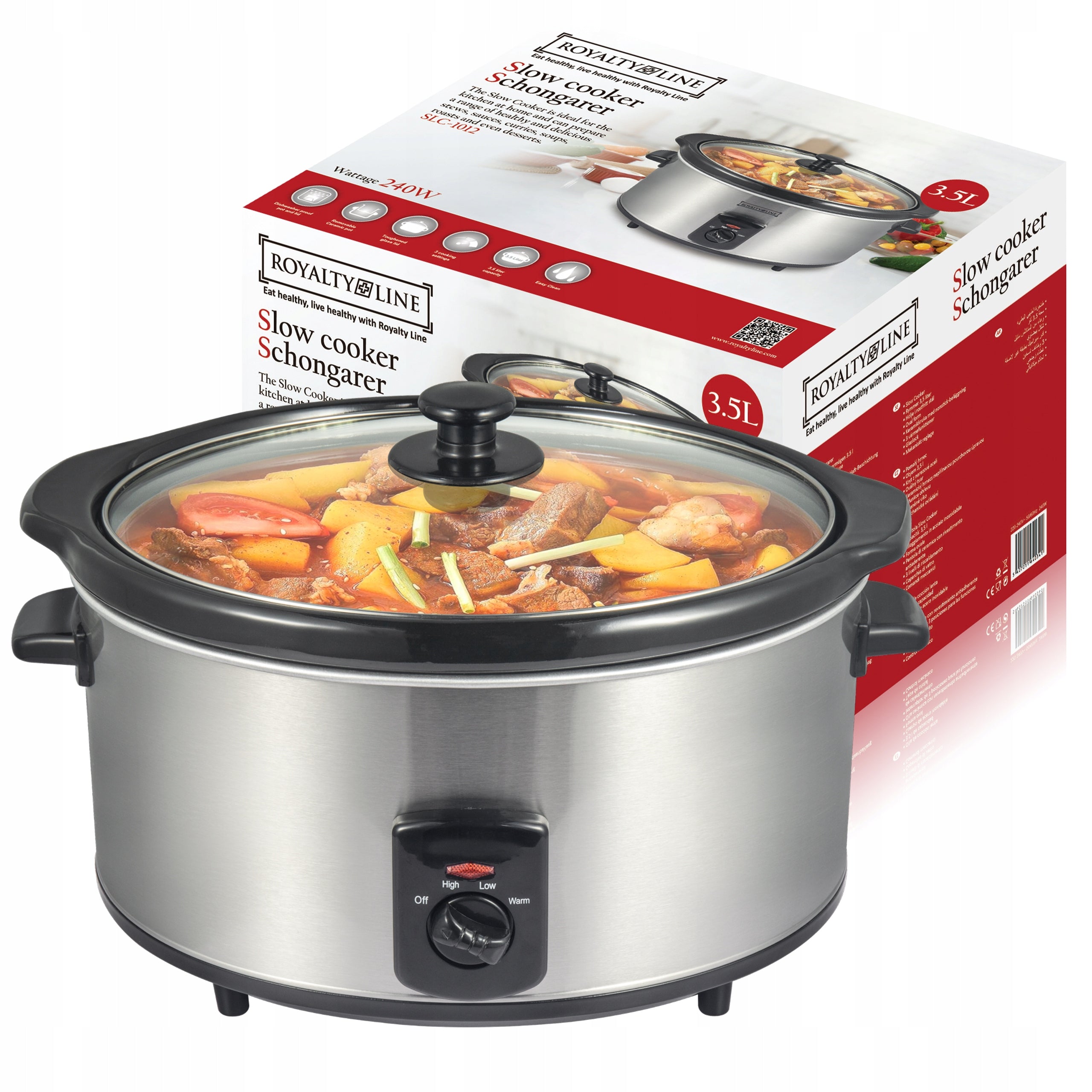 Multifunction Slow Cooker Royalty Line SLC-1012 3,5 l silver/grey 240 W