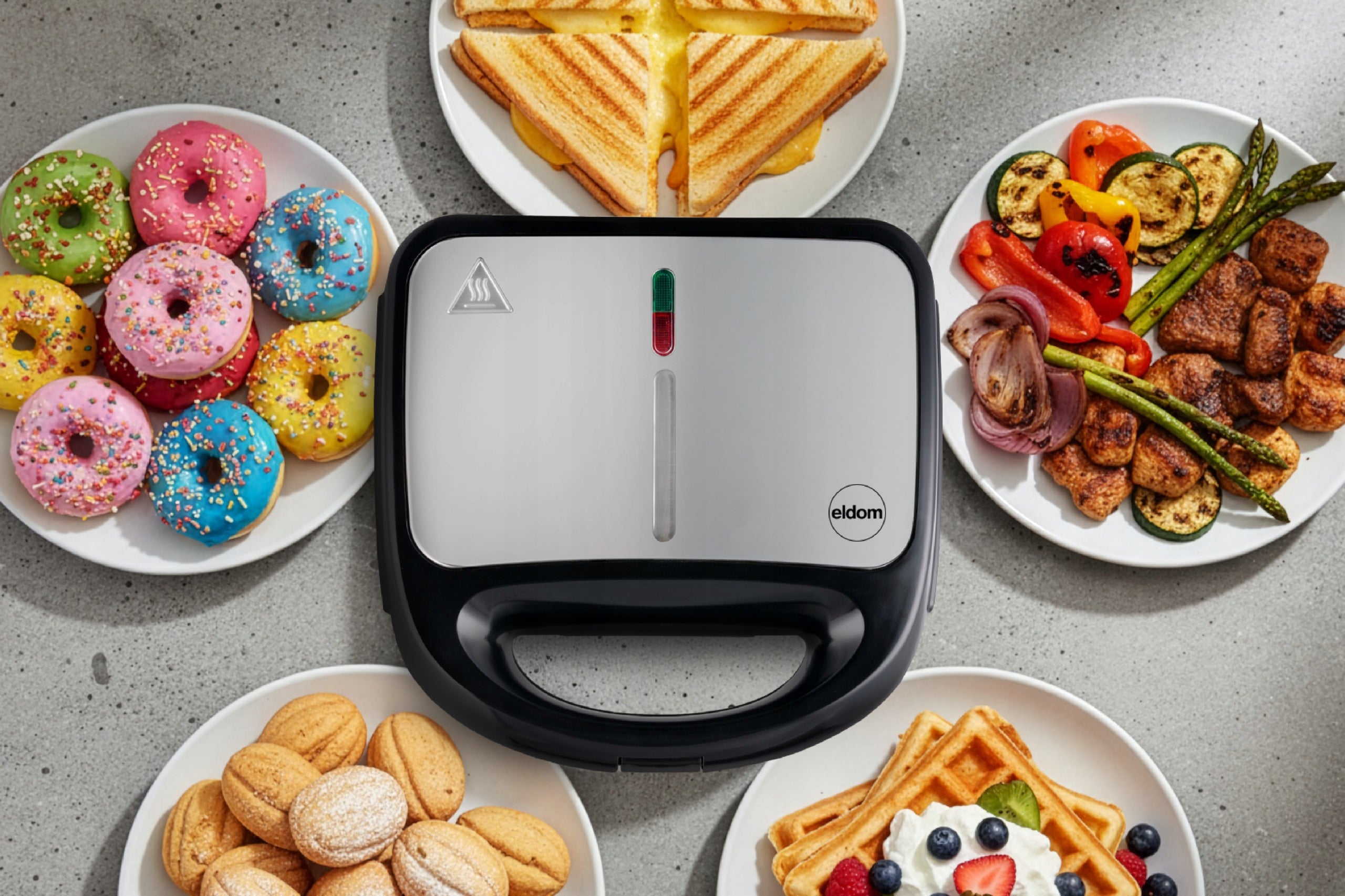 Multifunction Toaster ST250 Eldom 5 in 1 Toast Grill Waffles Peanuts Donata Power rating 850 W