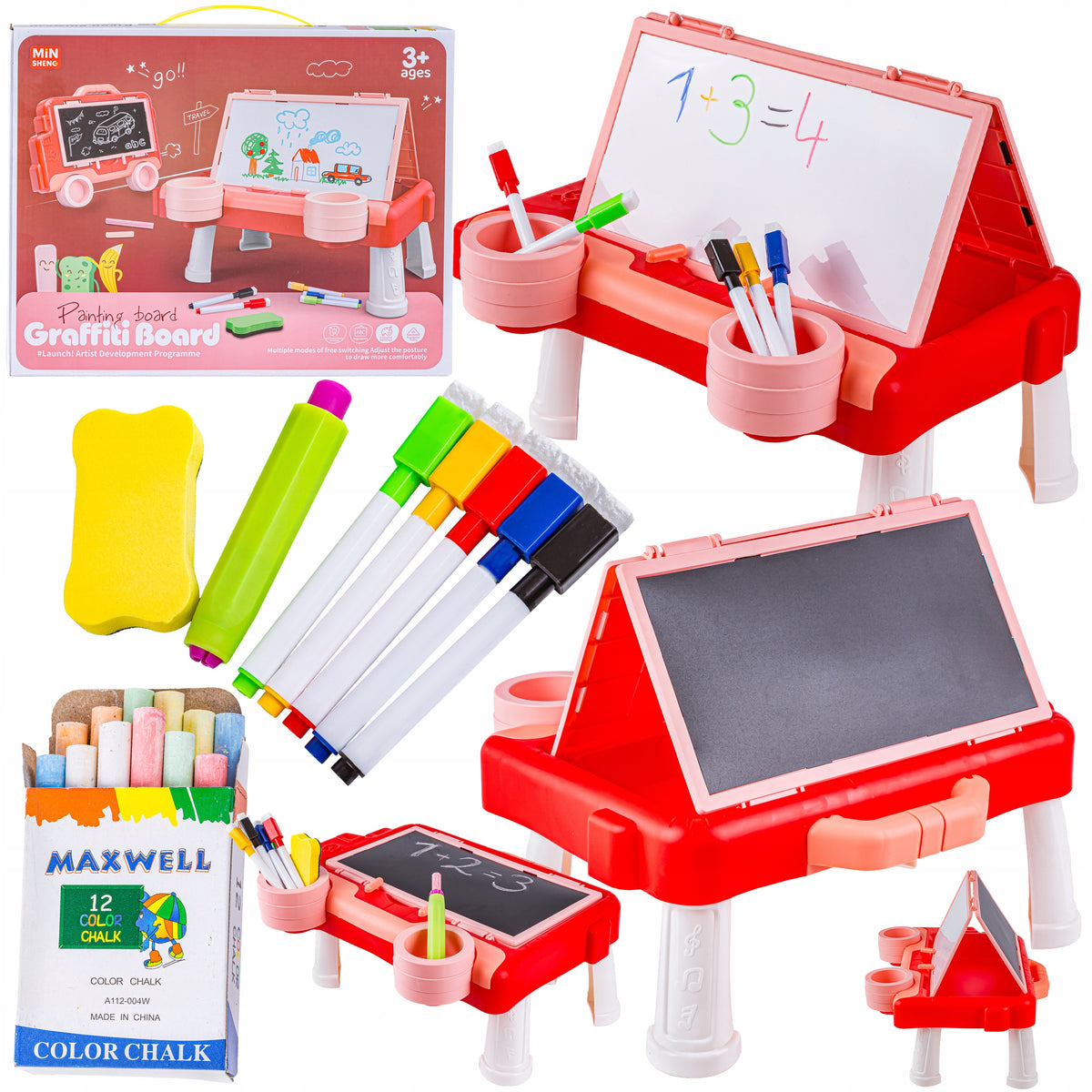 Multifunctional Educational Double Sided Board 2in1 Erasable Chalk Table