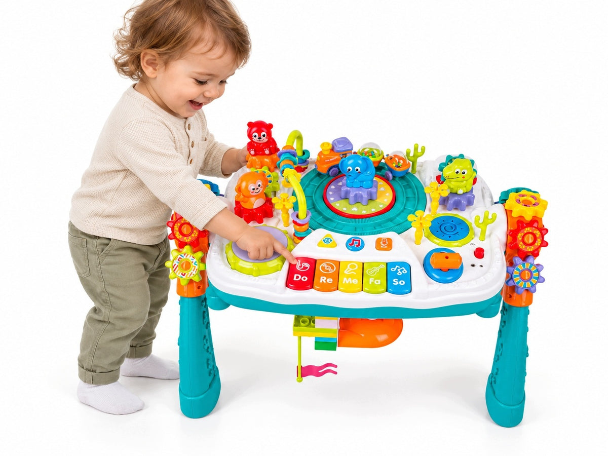 Multifunctional Educational Table 2in1 Piano Clothes Microphone Pads Blue