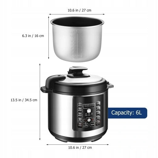 Multifunctional Electric Pressure Pot 6L for Rice and Soups, 1050W Brand no brand