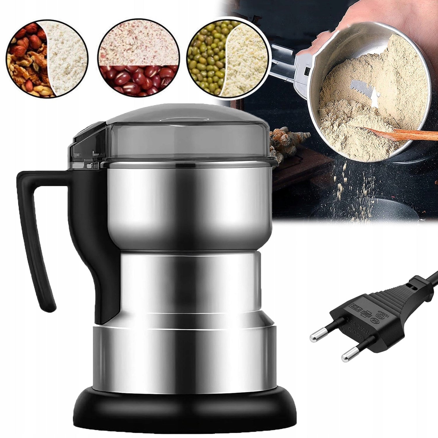 Multifunctional Grinder Made of Stainless Steel, for Cereals, Spices