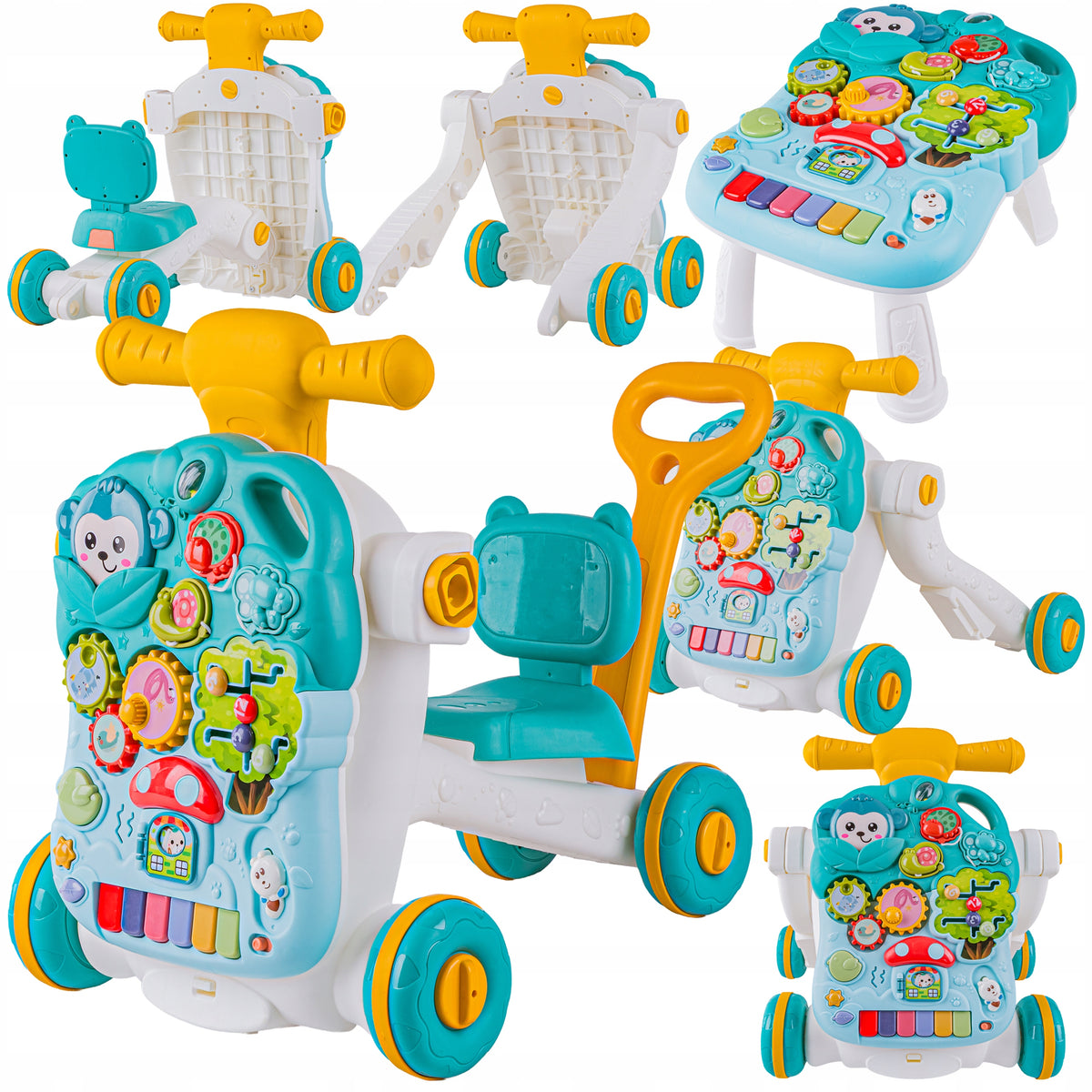 Multifunctional Interactive Ride-On Pusher Walker Educational Table 4in1