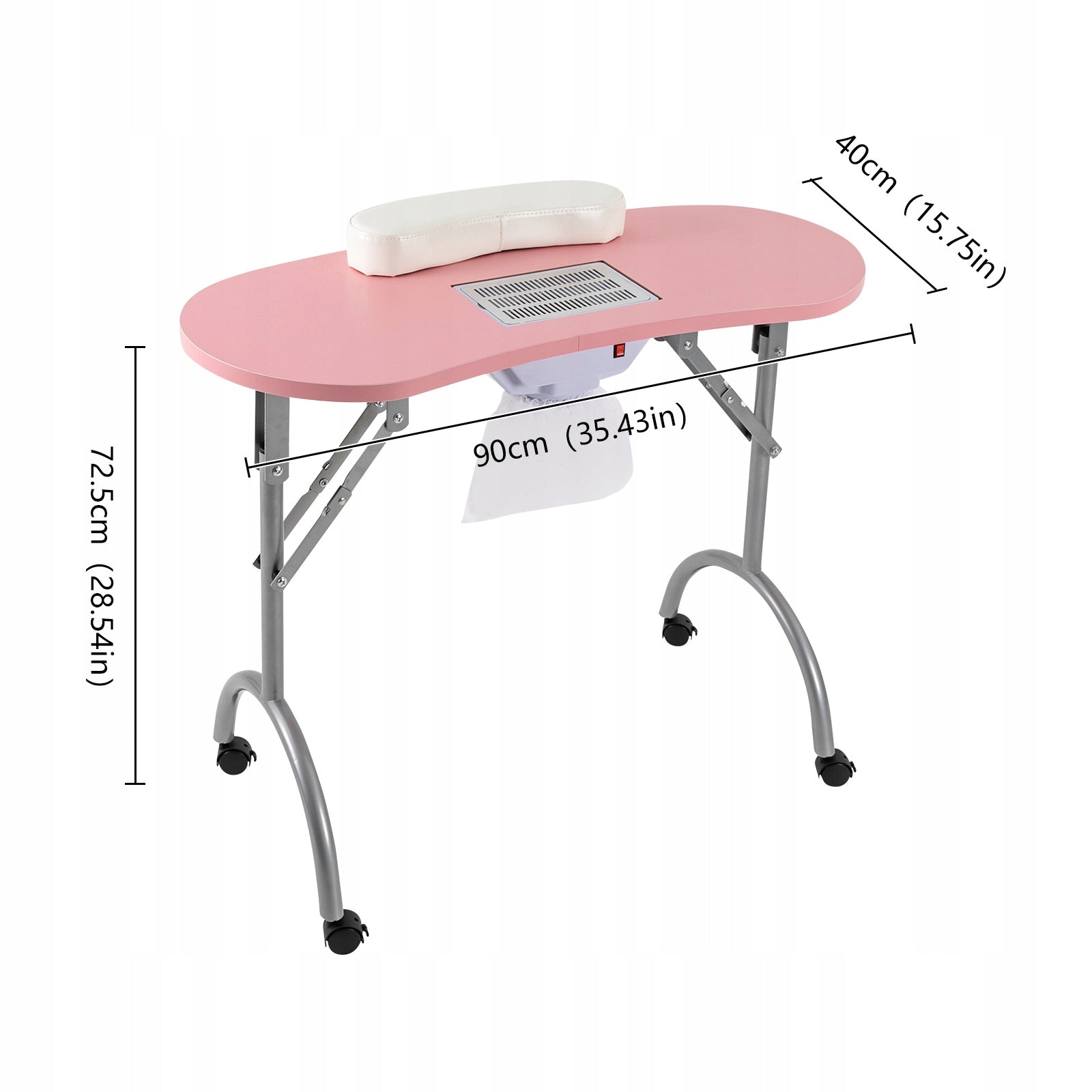 Multifunctional Manicure Table with Fan and Suction Cups, Foldable (Pink) Manufacturer code man8765