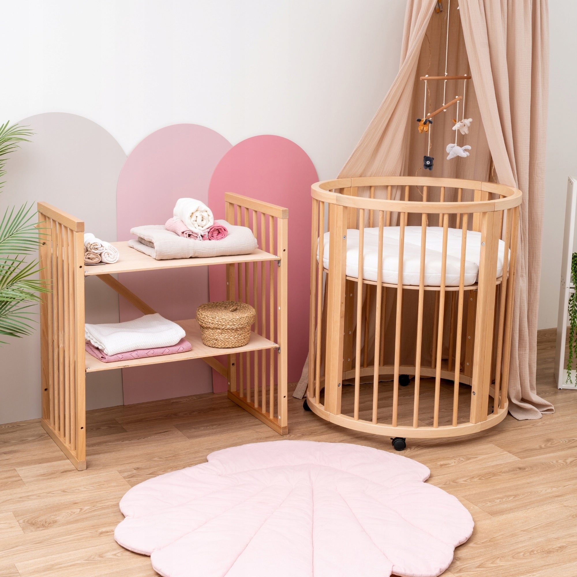 Multifunctional children's cot NOVA wooden 4 levels with mattress beech Manufacturer code NOV_7W1_NAT
