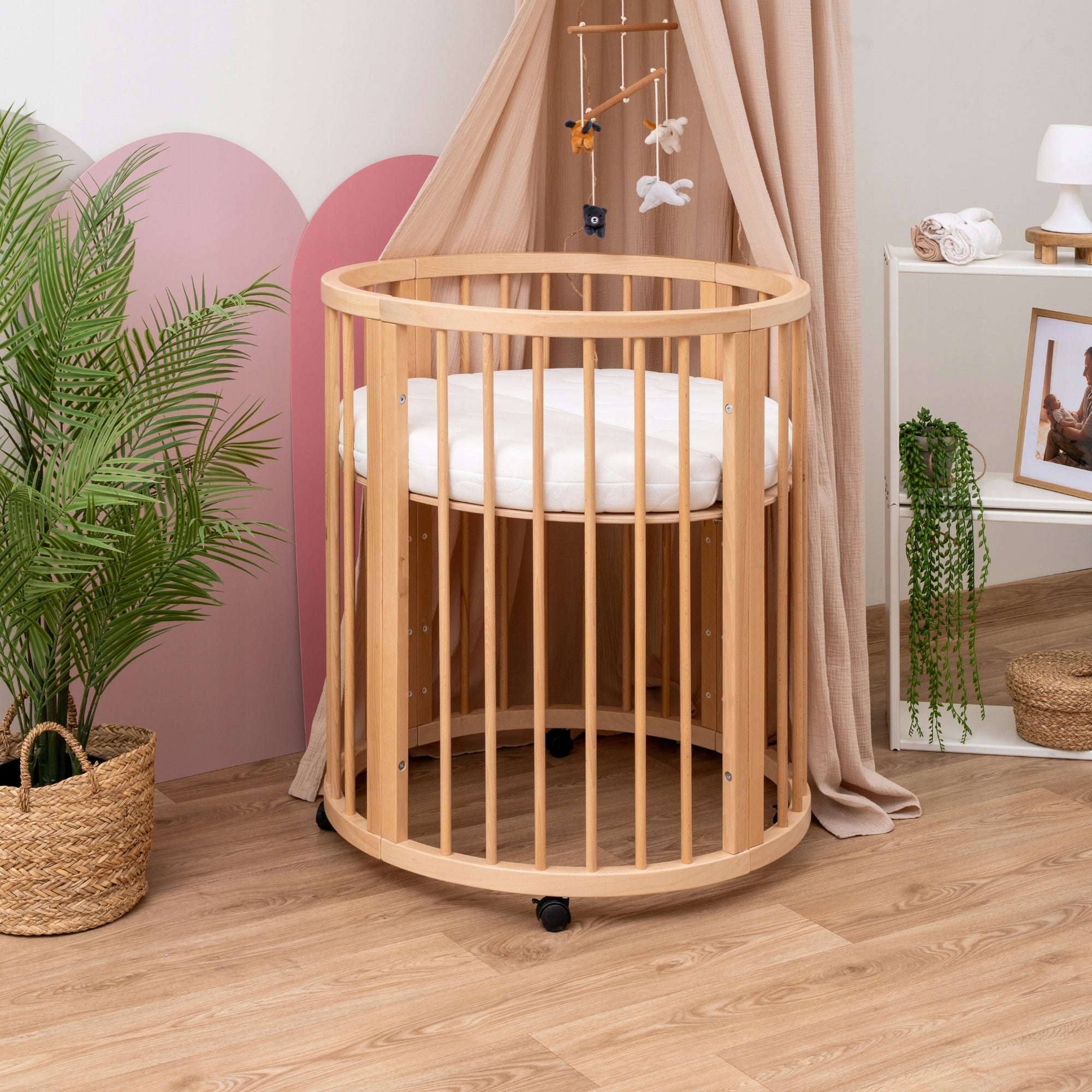 Multifunctional children's cot NOVA wooden 4 levels with mattress beech Packaging status original