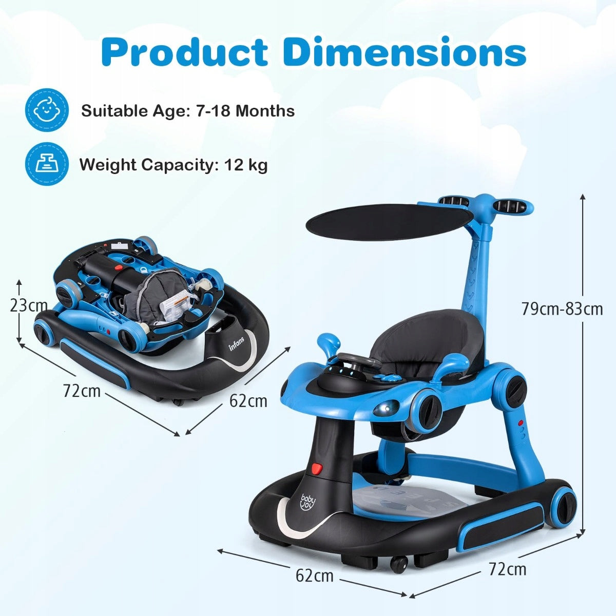Multifunctional children's walker with height adjustment Brand Costway