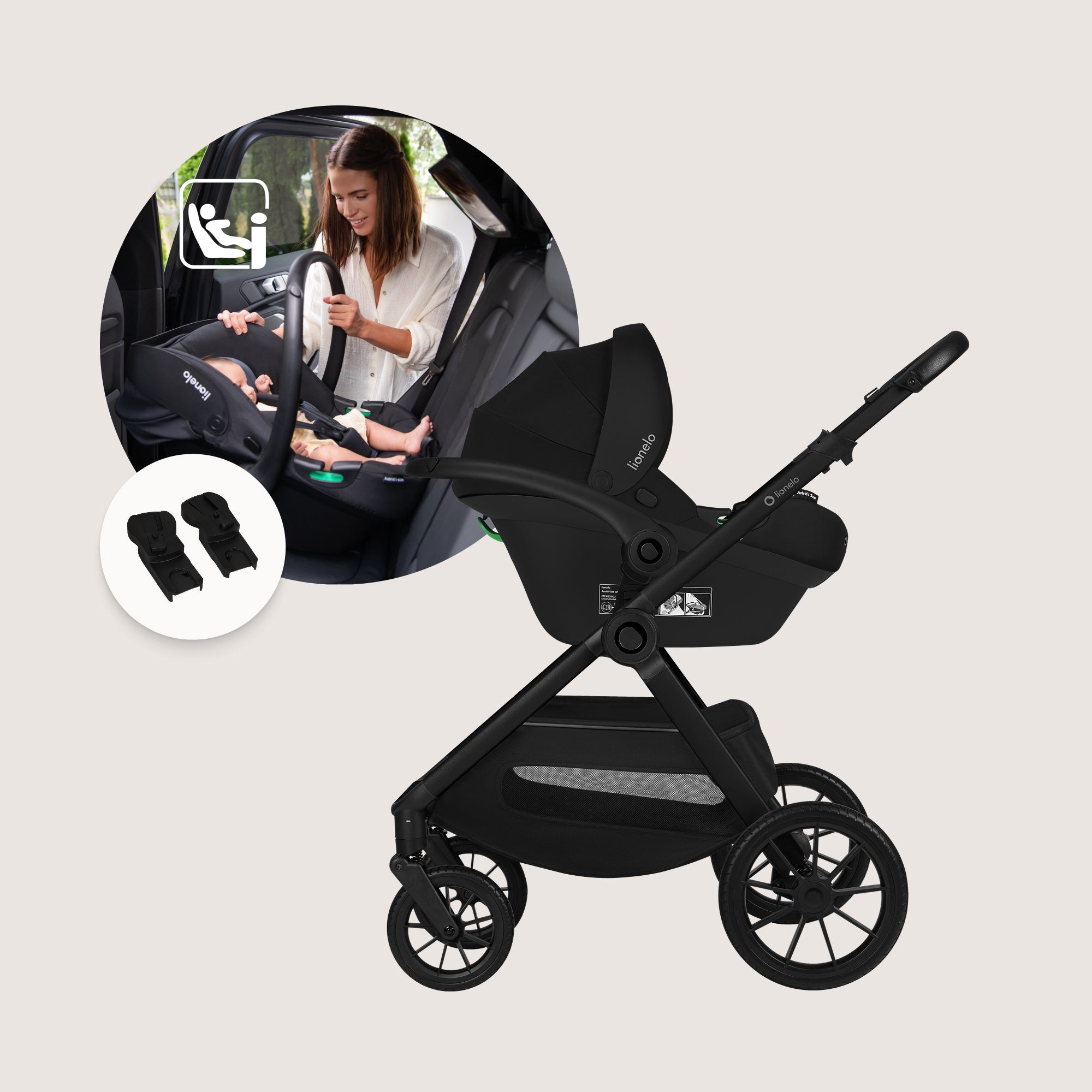 Multifunctional stroller 3in1 Stroller Gondola Seat Carrier Lionelo LAYLA Manufacturer code LO-LAYLA 3IN1 BLACK ONYX