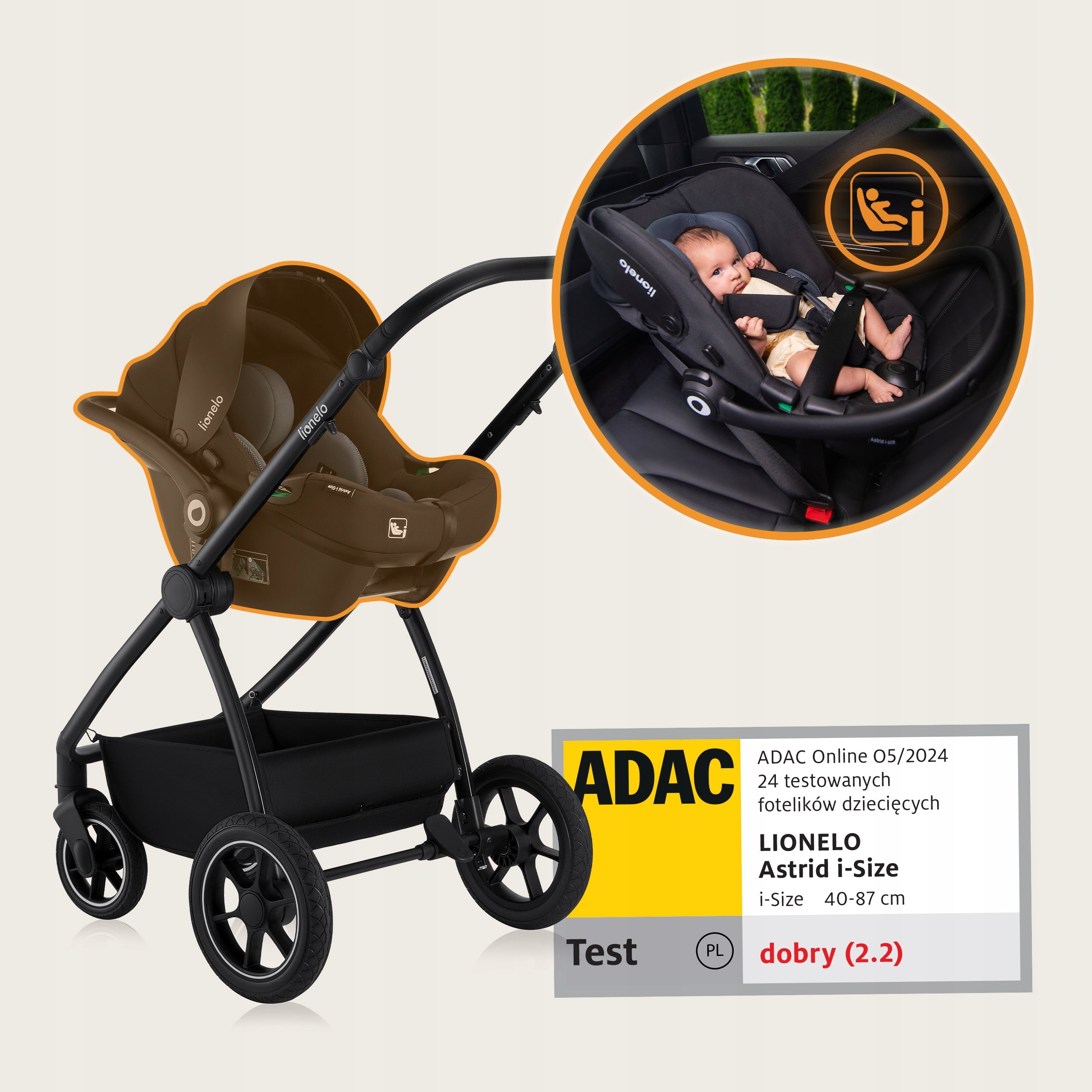 Multifunctional stroller 3in1 stroller + gondola XL seat ADAC LIONELO MERIL Packaging status original