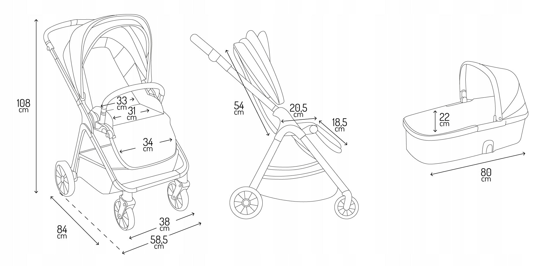 Multifunctional trolley 2in1 MoMi Giselle brown-beige with accessories Manufacturer code WOSP00036