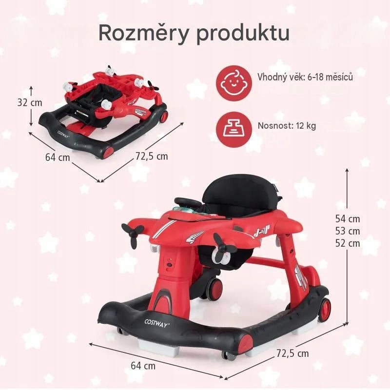 Multifunctional walker 6 in 1 3-degree height adjustment red Manufacturer code BC10272RE