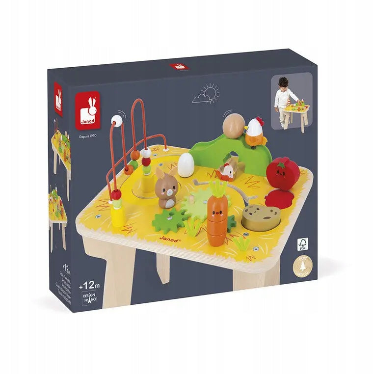Multifunctional wooden educational table Farm 12m+ Janod Brand Janod