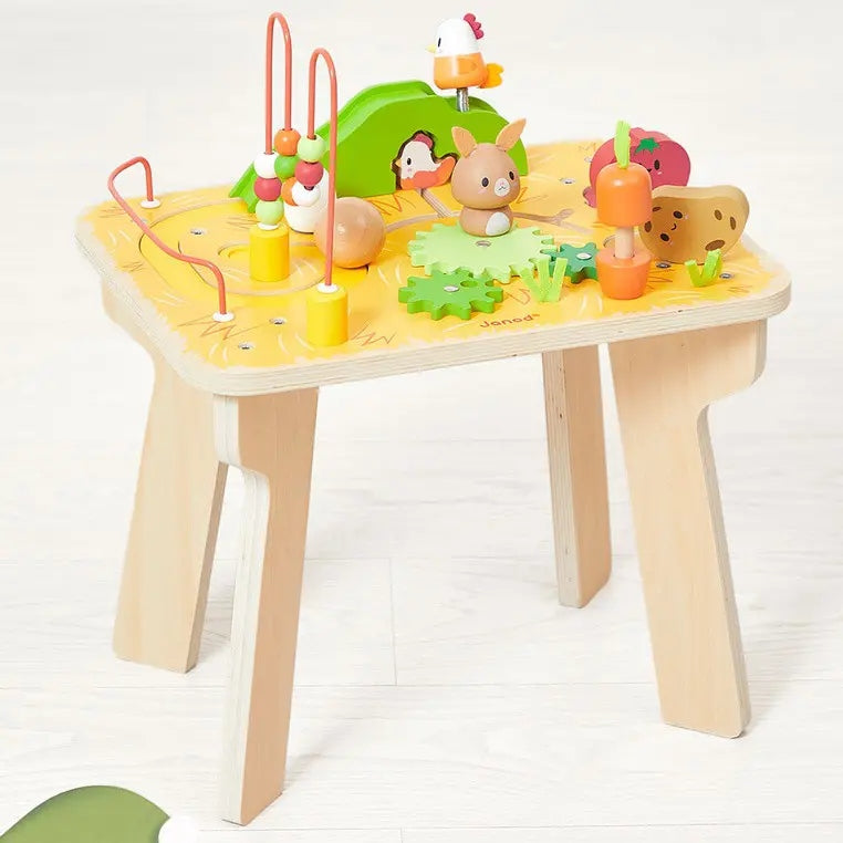 Multifunctional wooden educational table Farm 12m+ Janod