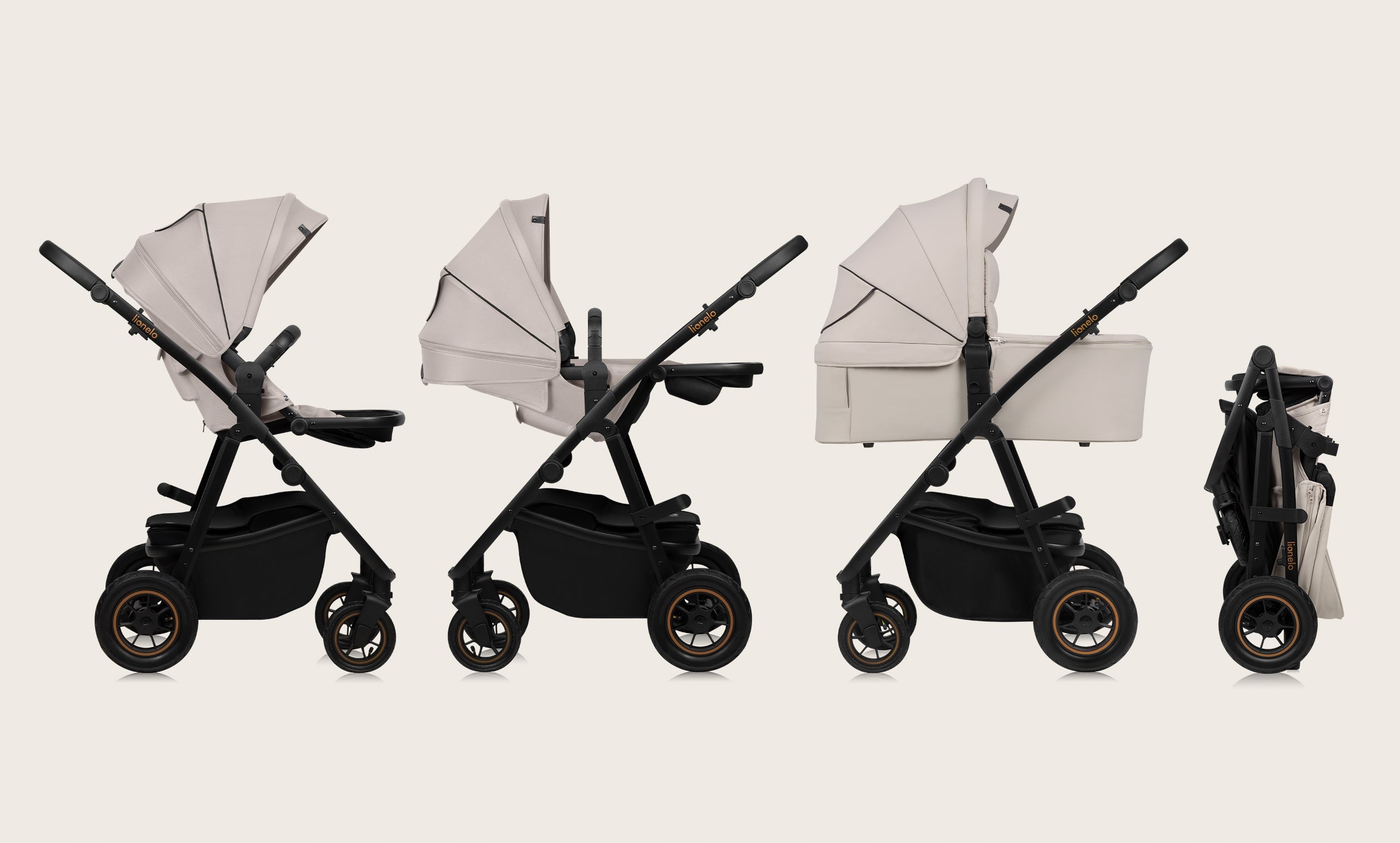 Multifunkčný kočík 2v1 Lionelo LO-AMBER PLUS 2IN1 Beige Sand Manufacturer code budka xxl, duże koła, materiał premium
