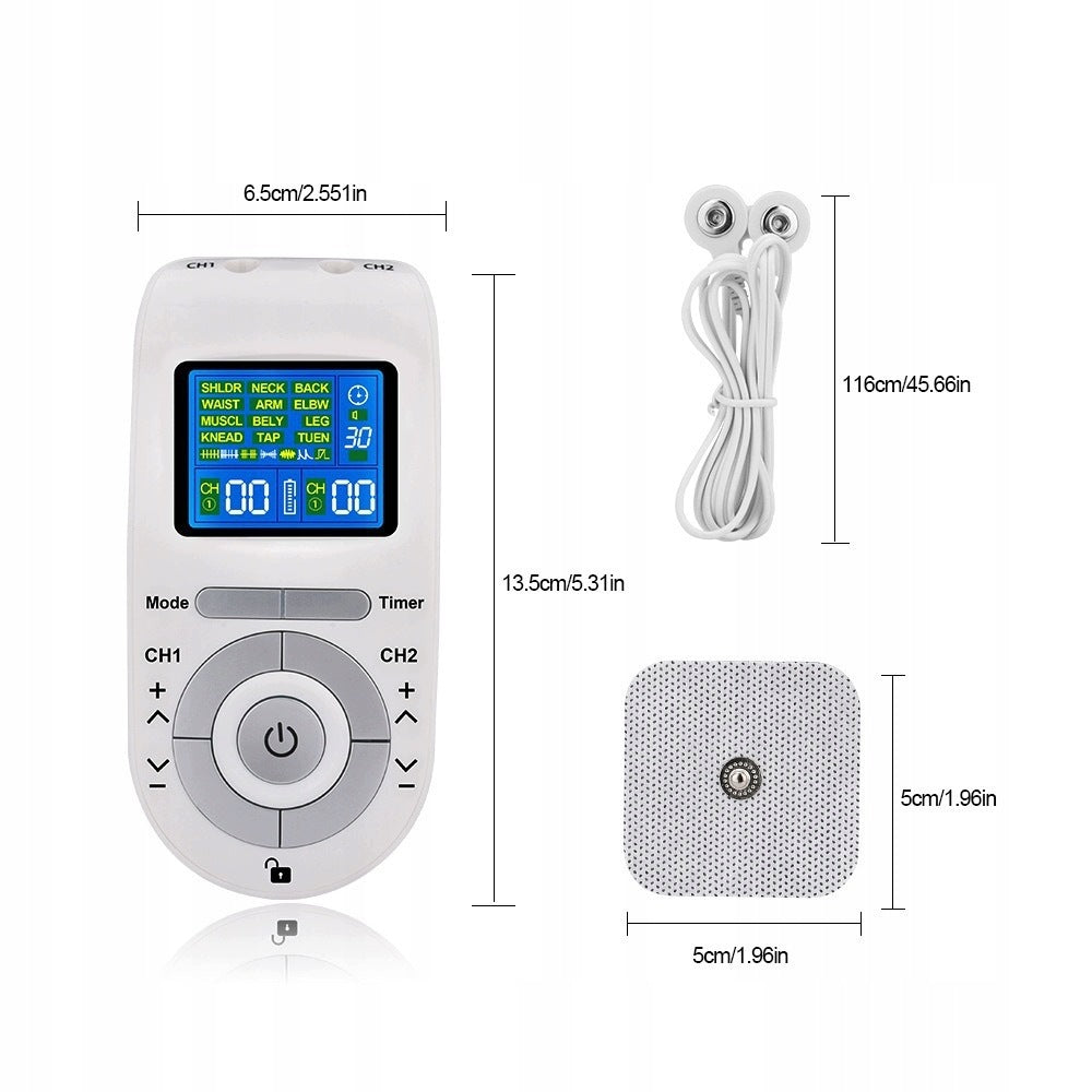 Muscle Electrostimulator TENS EMS MASSAGE Dual Channel Output 12 Programs