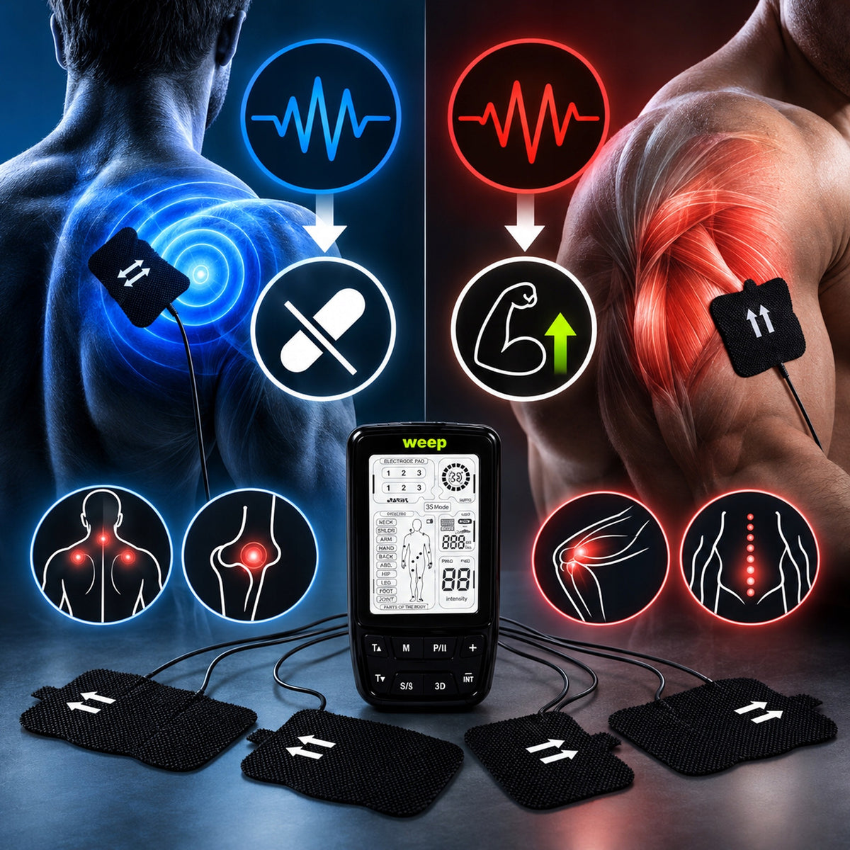 Muscle and Nerve Electrostimulator TENS EMS Leg Back Pain Relief Massager Medical device yes