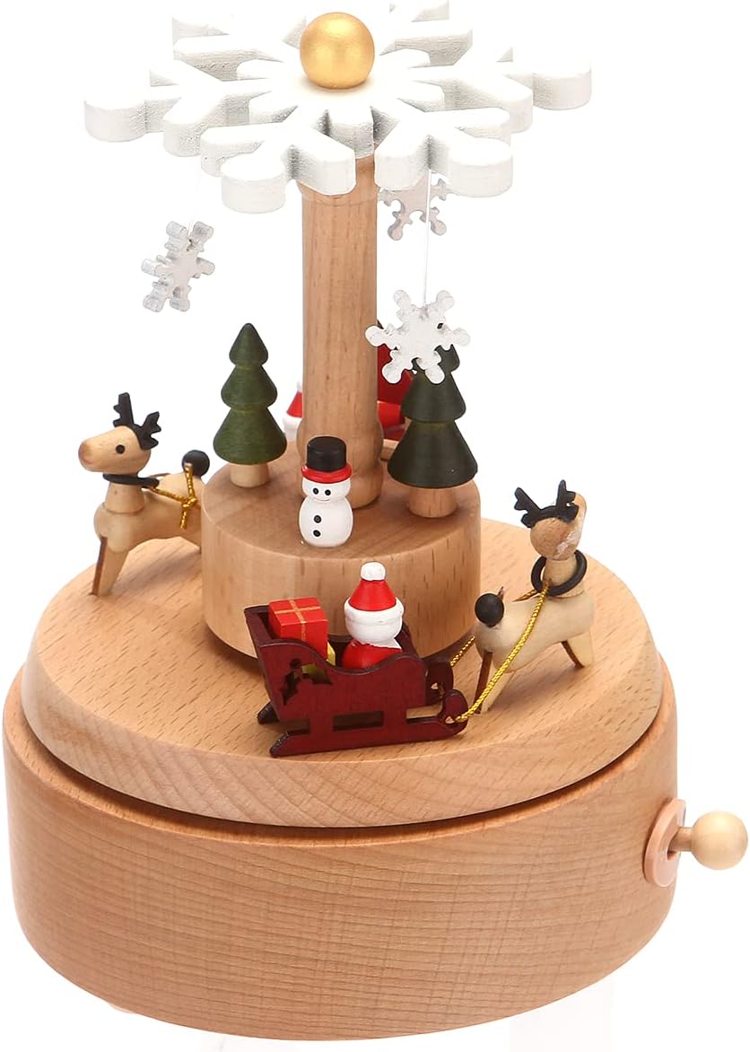 Music Box wooden wind-up for Christmas decorative toy Brand no brand