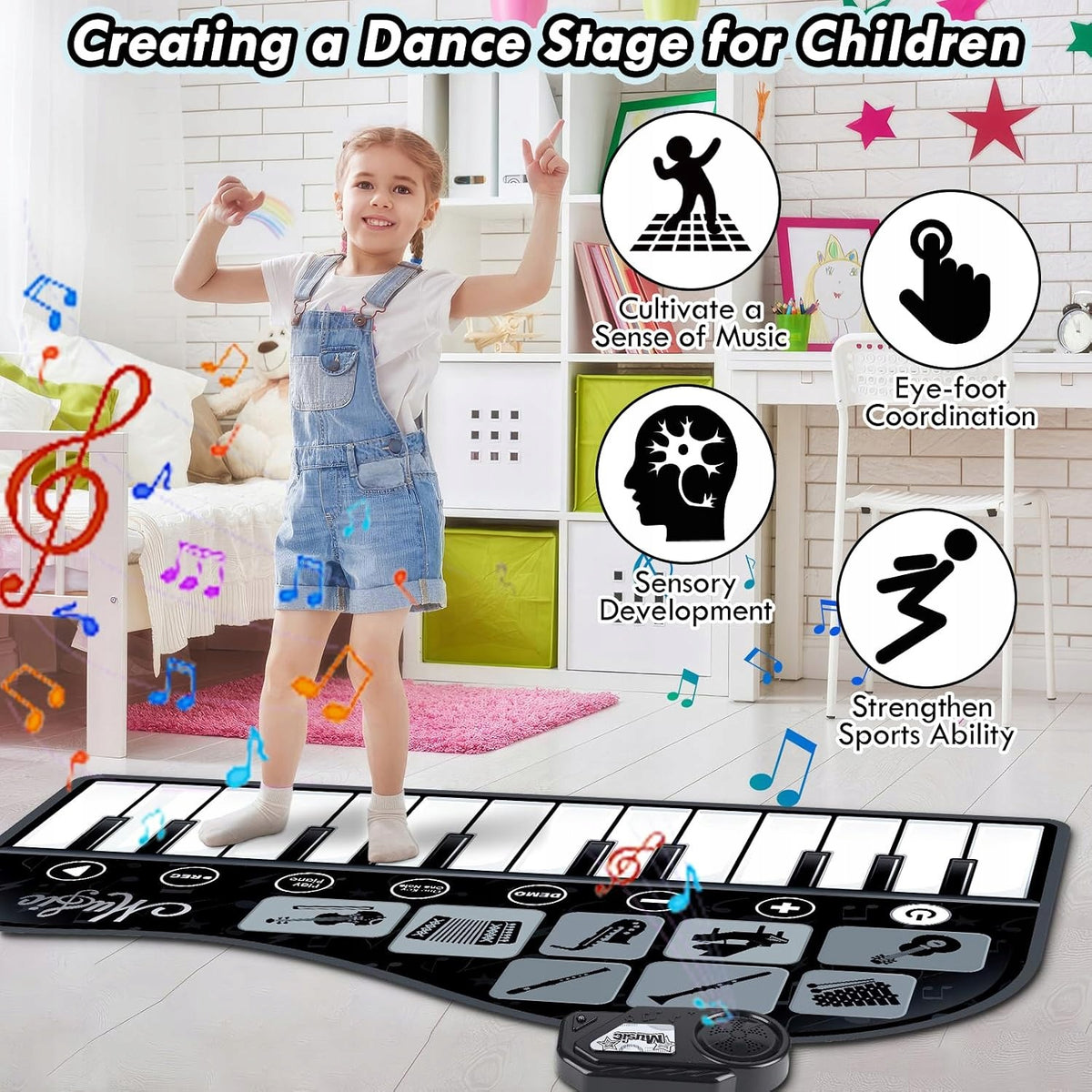 Music Mat for Dance Children's Piano 170x103 8 Instruments Recording Manufacturer code ZWOOS TWT09