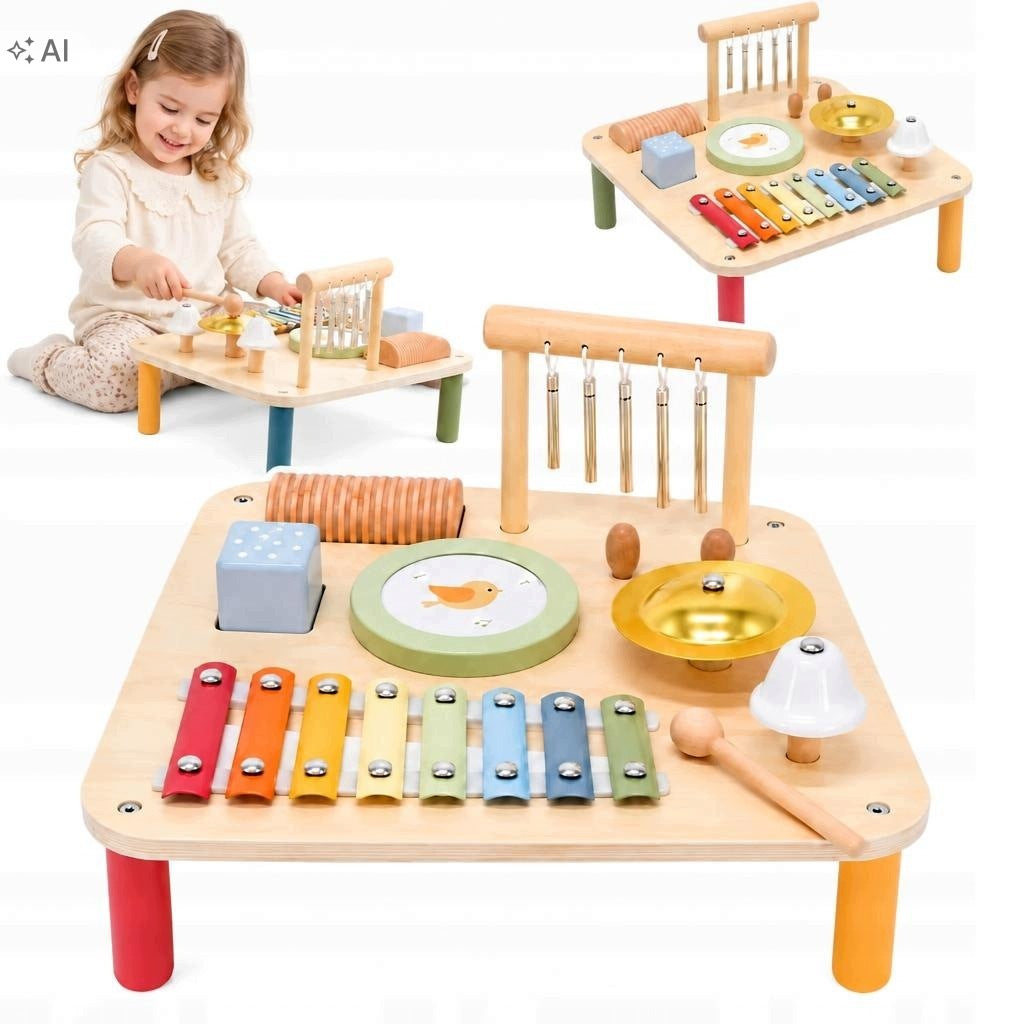 Music Table Wooden Educational Sensory 7in1 Instrument 18M+