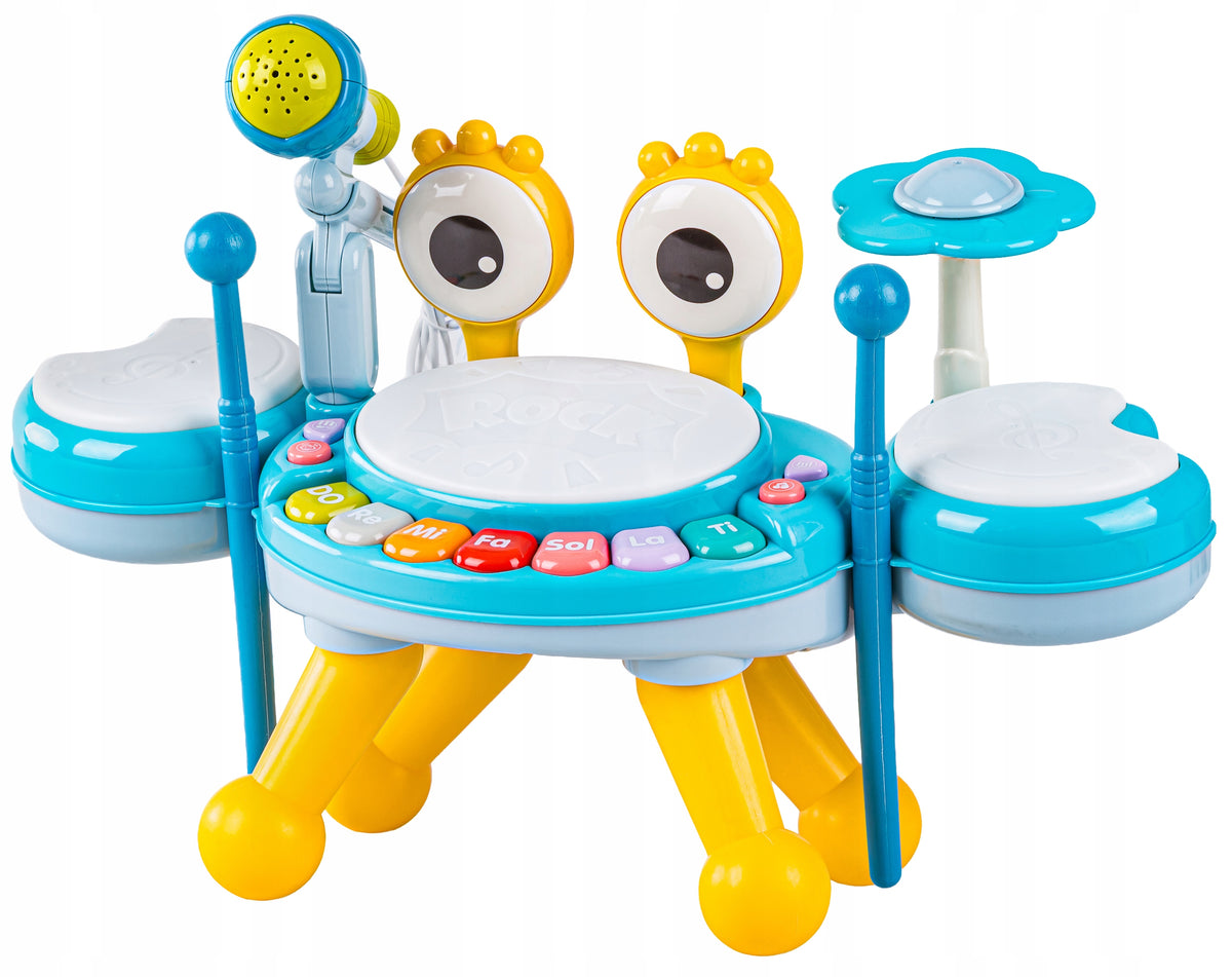 Musical Crab Piano Drum Microphone and Rattle Sensory Toy Packaging status original