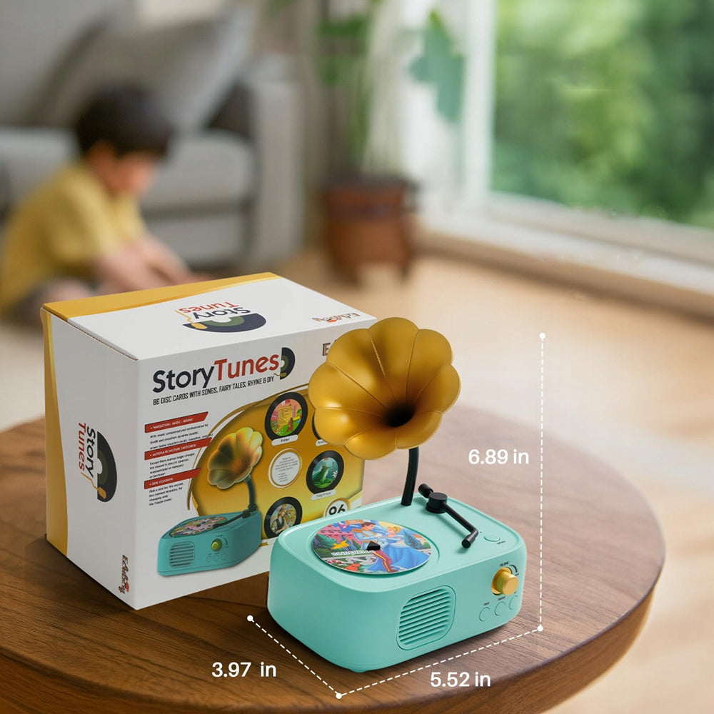 Musical Turntable Toy with 48 Fairy Tales and Recording Function for Kids Packaging status original