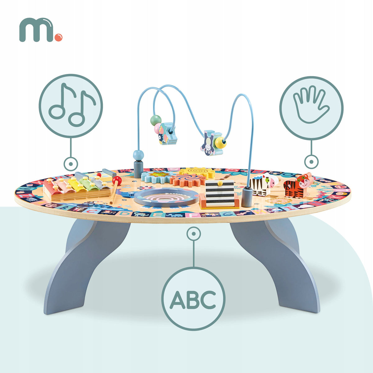 Musical Wood Table Interactive Sensory MONTESSORI Educational 7in1 Packaging status original