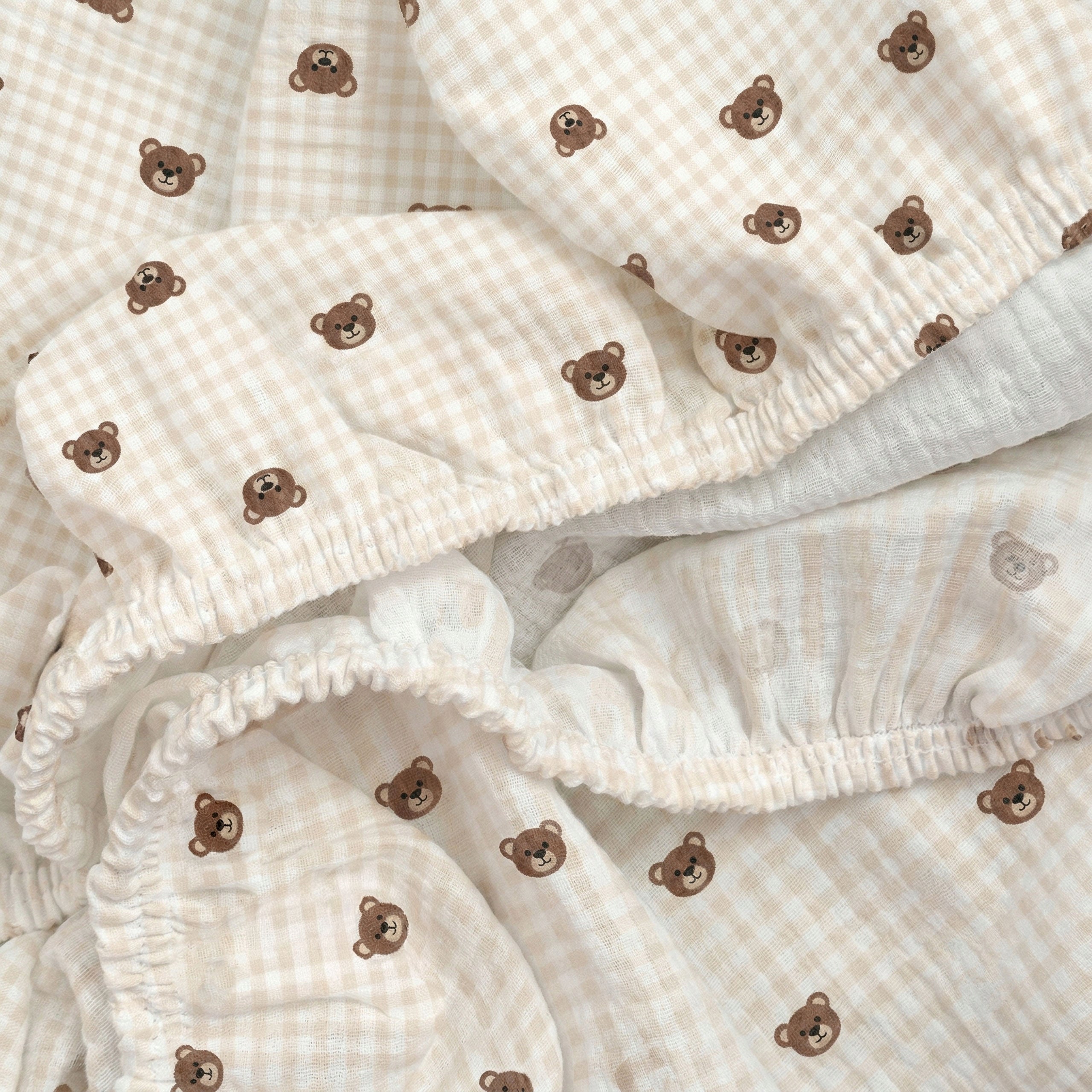 Muslin sheet for Chicco FOREVER NEXT2ME 58x110 with elastic band Bear Grille Packaging status original