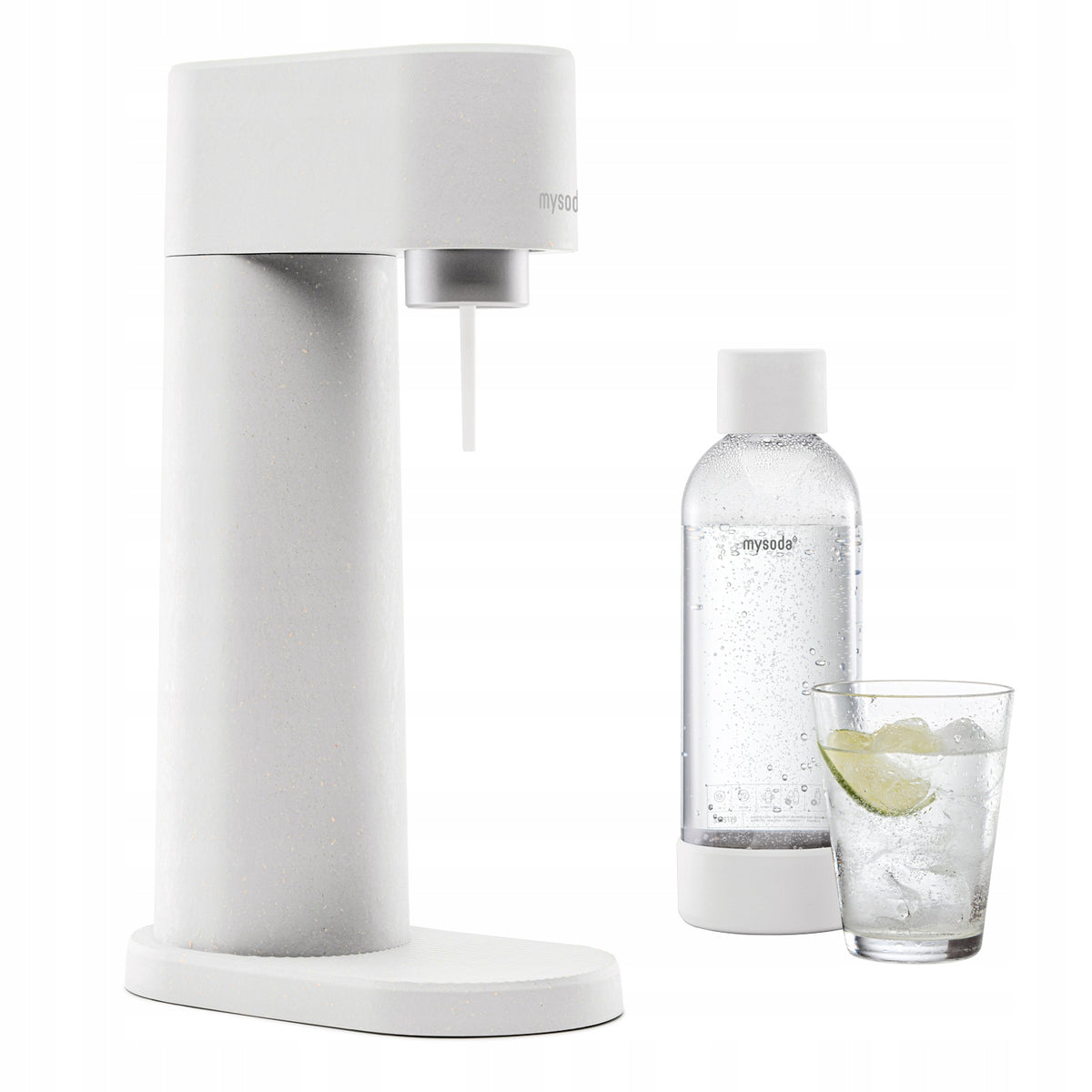 MySoda Woody Water Saturator + 2x SodaTaste Cartridge Bottle 1L White Manufacturer code WD002F-B