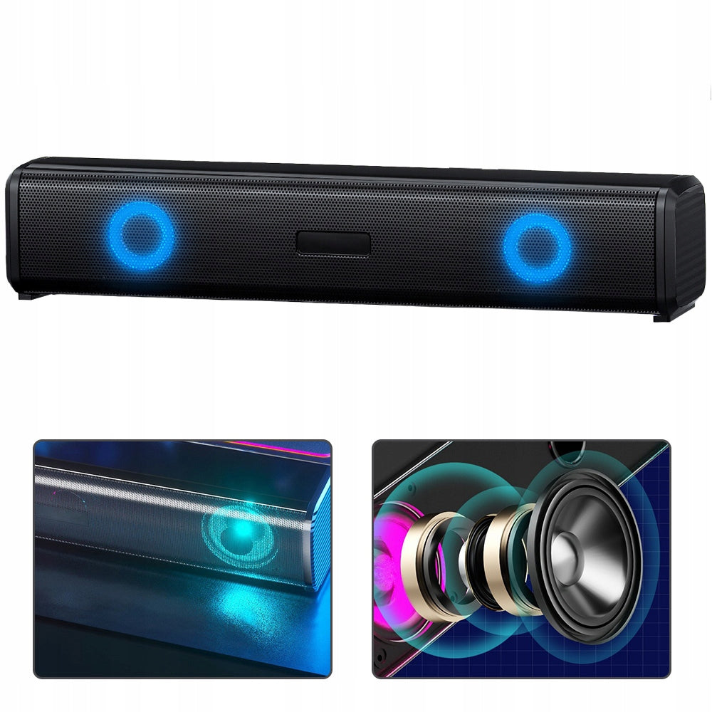 N170 WIRED SOUNDBAR FOR COMPUTER BACKLIT BLACK SPEAKER Model DZ1053-SK-F-PRZEWODOWY PODŚWIETLANY