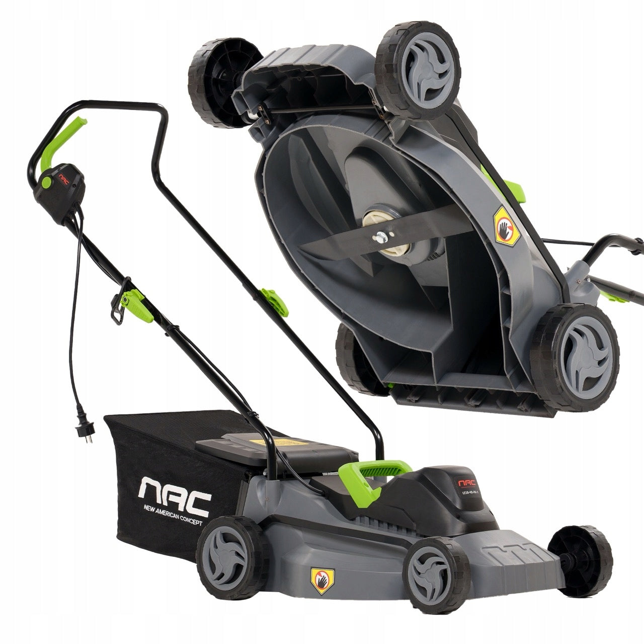 NAC ELECTRIC MOWER 1800W 40CM BASKET 30L LIGHT REAR EJECTION AND FOR BASKET