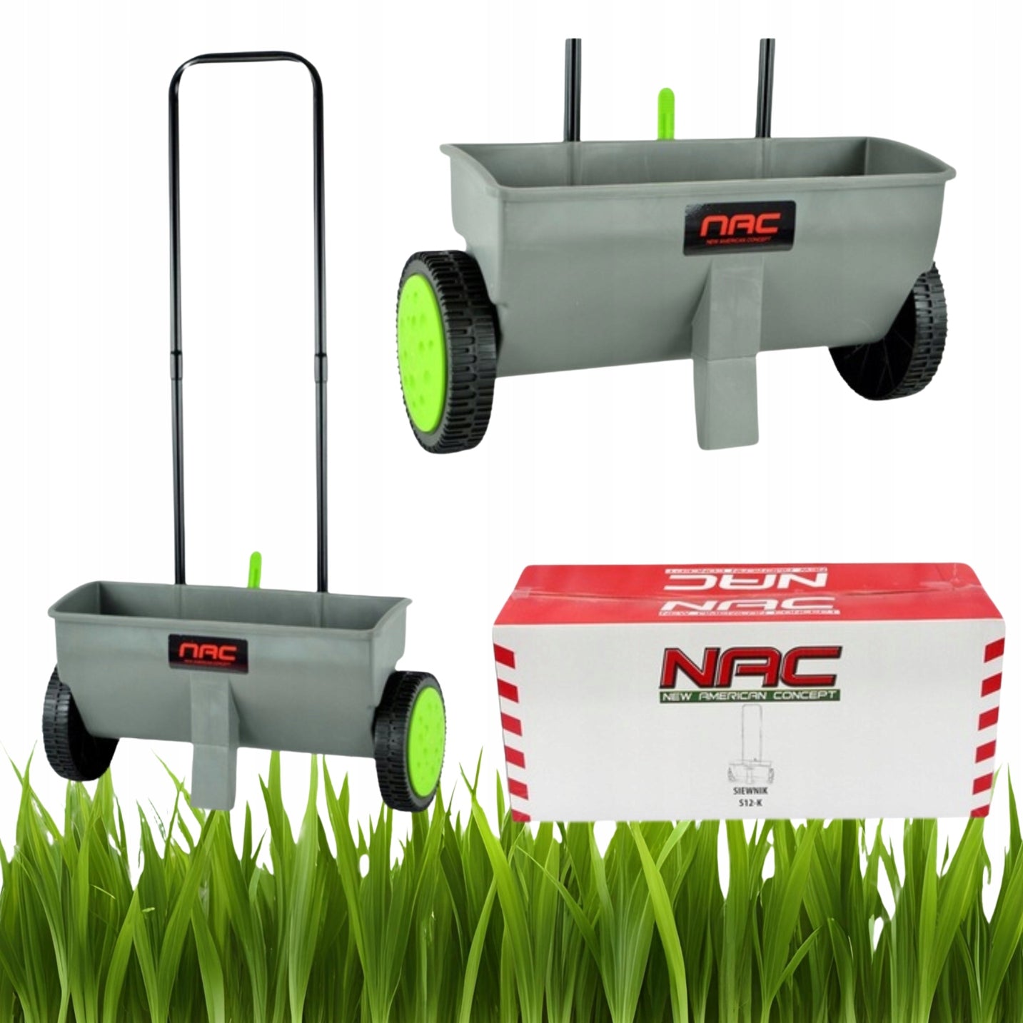 NAC SEEDER GARDEN SPREADER 12L 450mm S12-K GRASS FERTILIZER SAND SEEDS