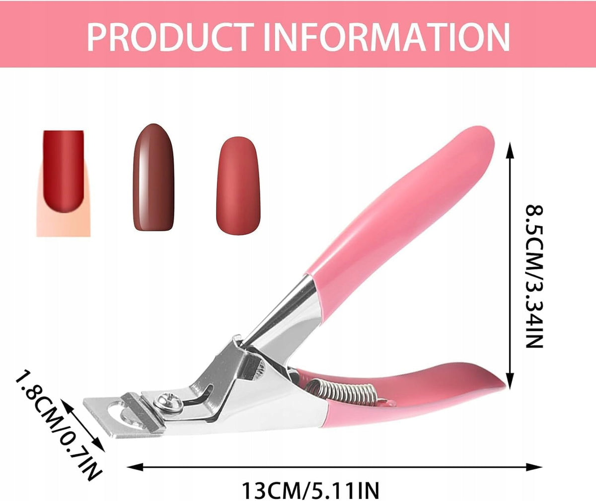 NAIL CLIPPER GEL STAINLESS STEEL PINK ERGONOMIC HOME SALON Brand no brand