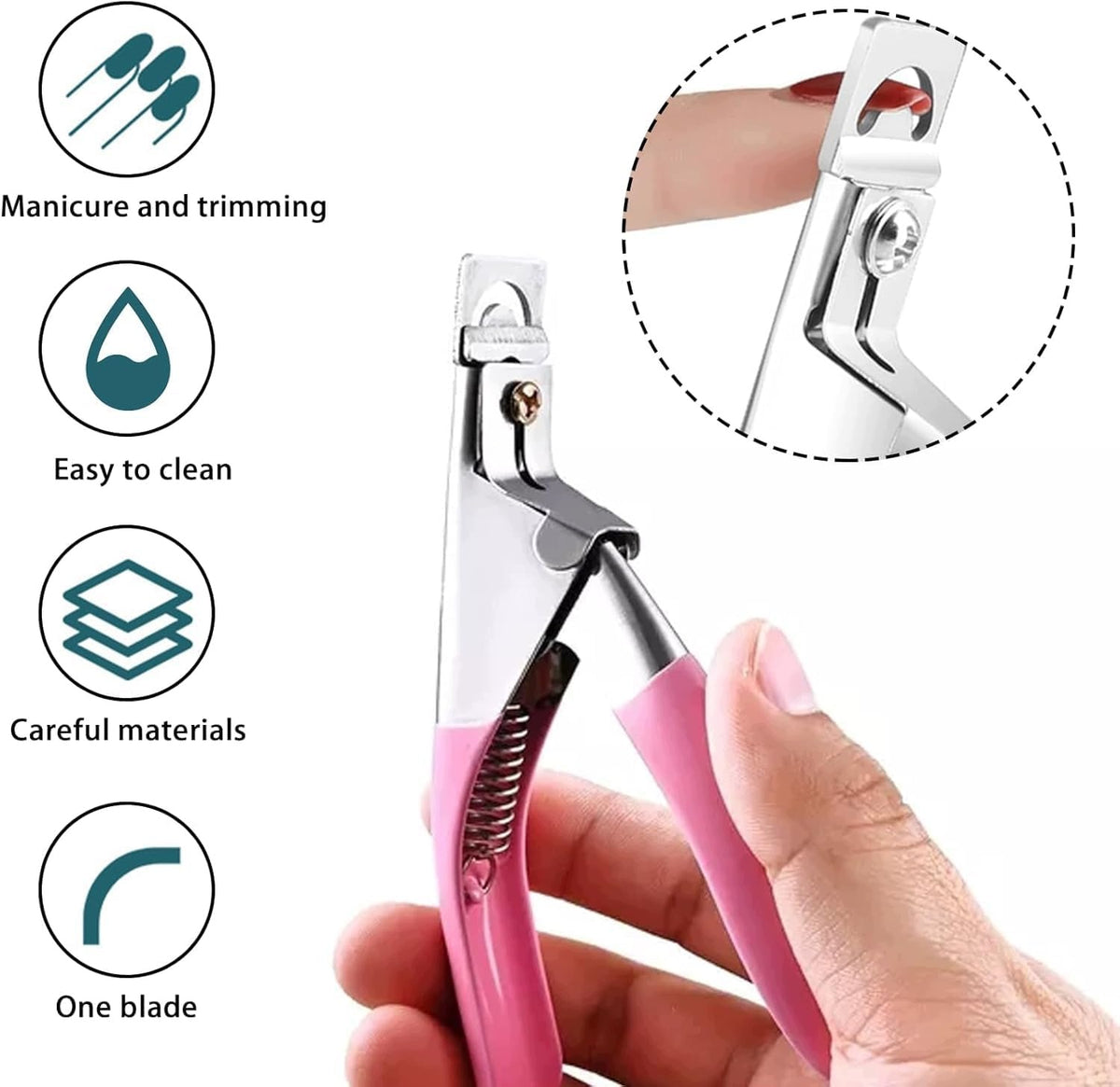 NAIL CLIPPER GEL STAINLESS STEEL PINK ERGONOMIC HOME SALON Manufacturer code 5908182761212