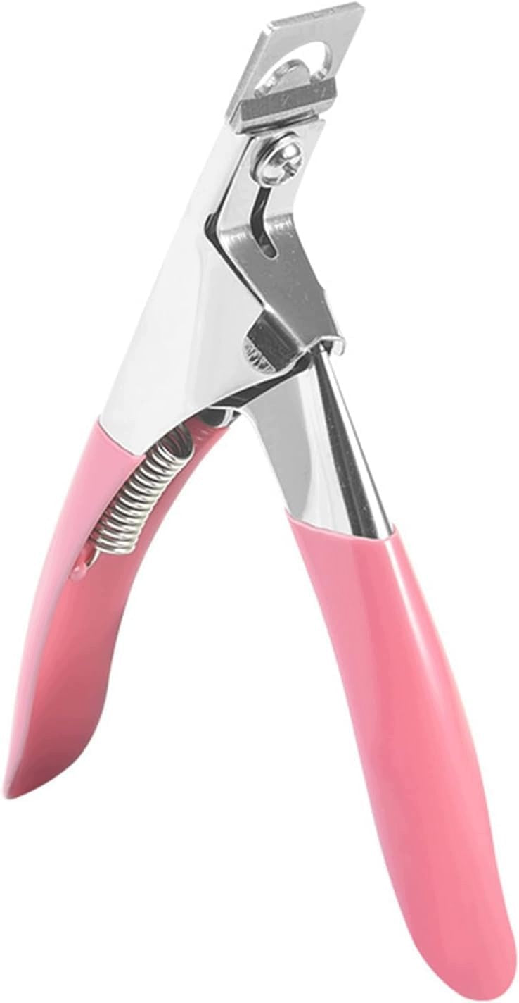 NAIL CLIPPER GEL STAINLESS STEEL PINK ERGONOMIC HOME SALON
