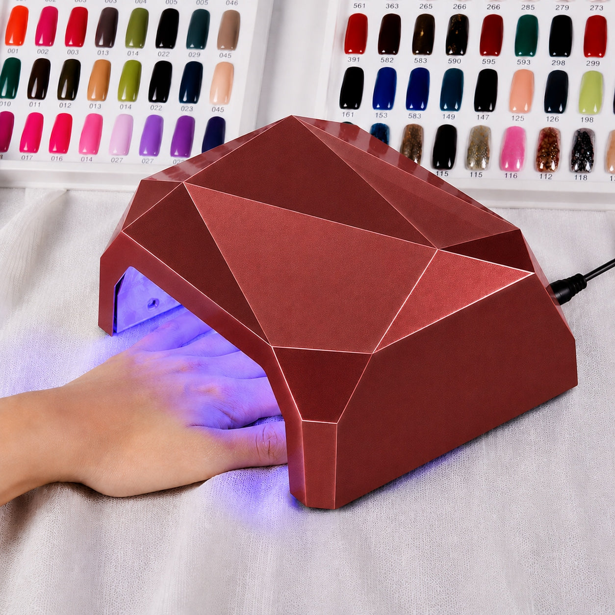 NAIL LAMP HYBRID GEL UV LED CCFL 36W DIAMOND DARK RED Packaging status original