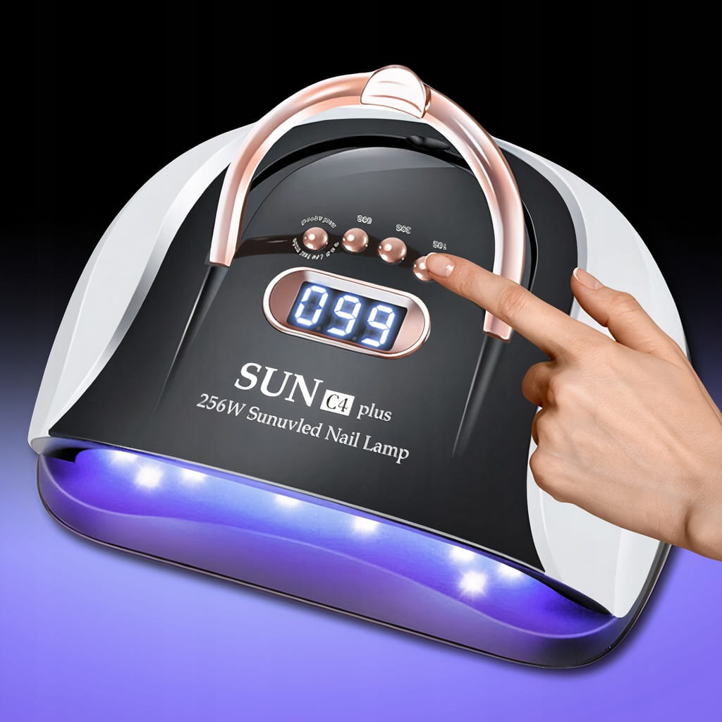 NAIL LAMP STRONG 256W UV LED LOW HEAT MODE FOR HYBRID GELS C4 Batteries included no