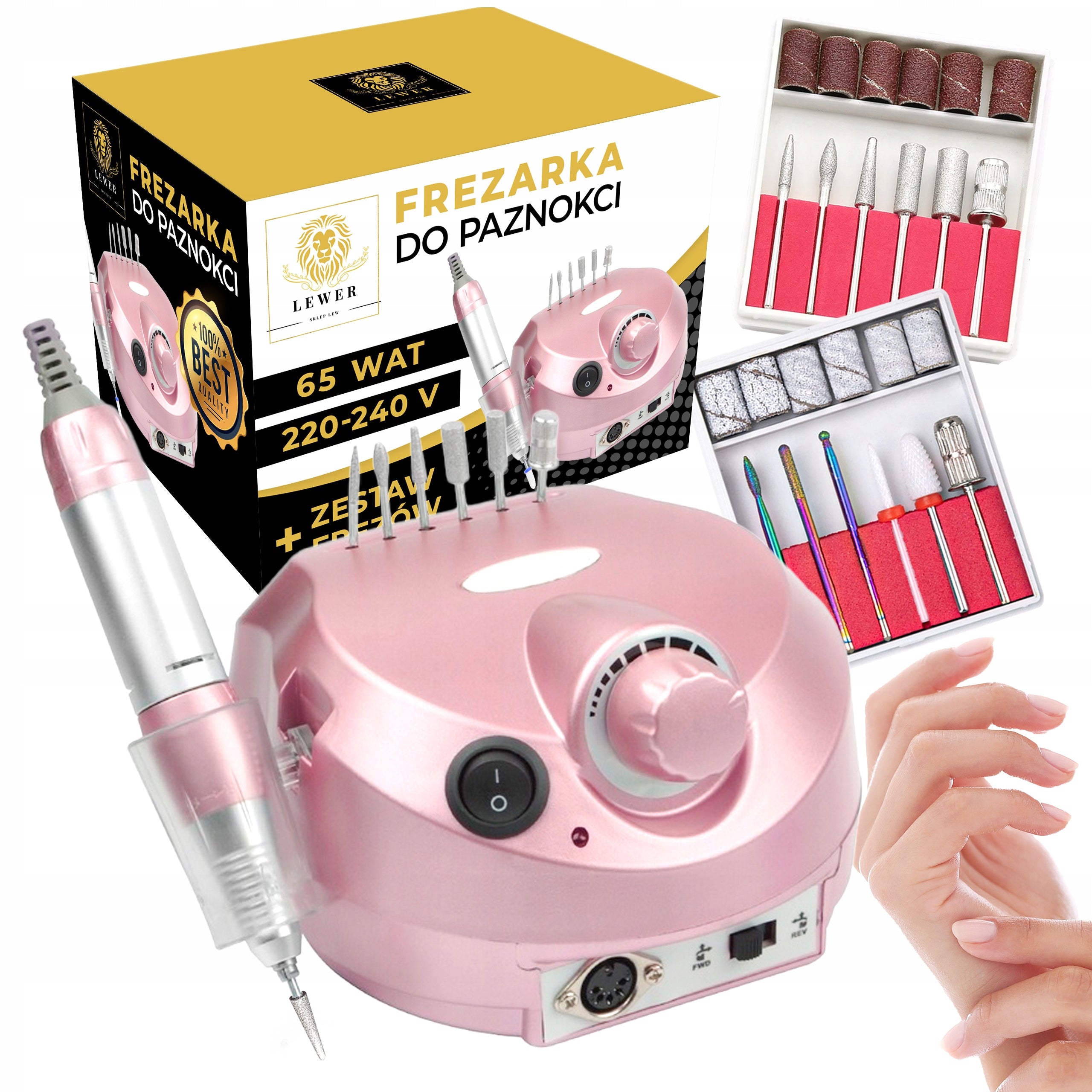 NAIL MILLING MACHINE 65W MANICURE PEDICURE PROFESSIONAL STRONG + CUTTERS x2