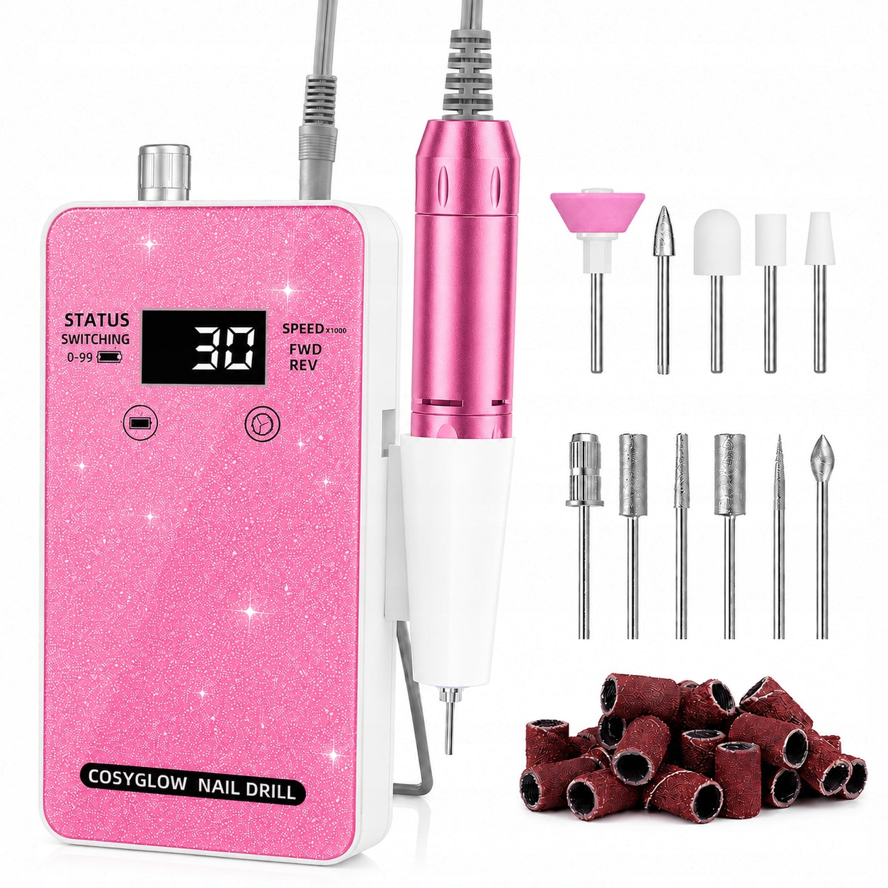 NAIL MILLING MACHINE COSYGLOW 36W 30000RPM LCD CORDLESS + ACCESSORIES