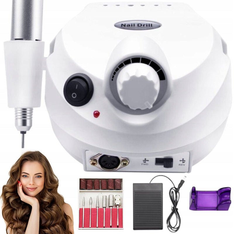 NAIL MILLING MACHINE MANICURE PEDICURE GEL HYBRID 65W STRONG + CUTTERS SET Packaging status original