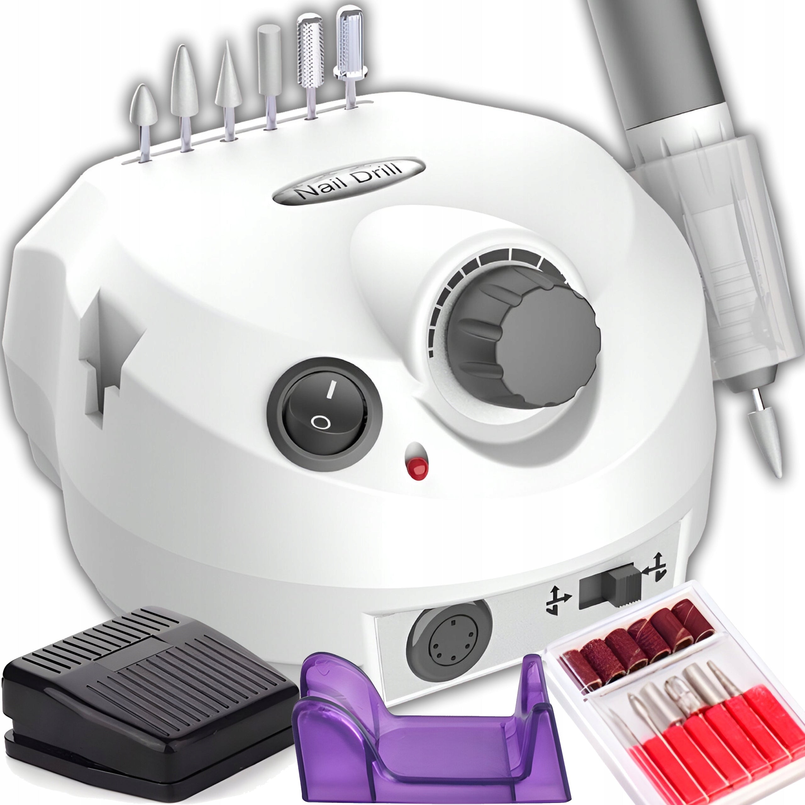 NAIL MILLING MACHINE MANICURE PEDICURE GEL HYBRID 65W STRONG + CUTTERS SET