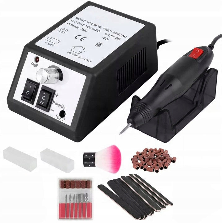 NAIL MILLING MACHINE MANICURE PEDICURE PROFESSIONAL SET OF CUTTERS POWER 20W Color black