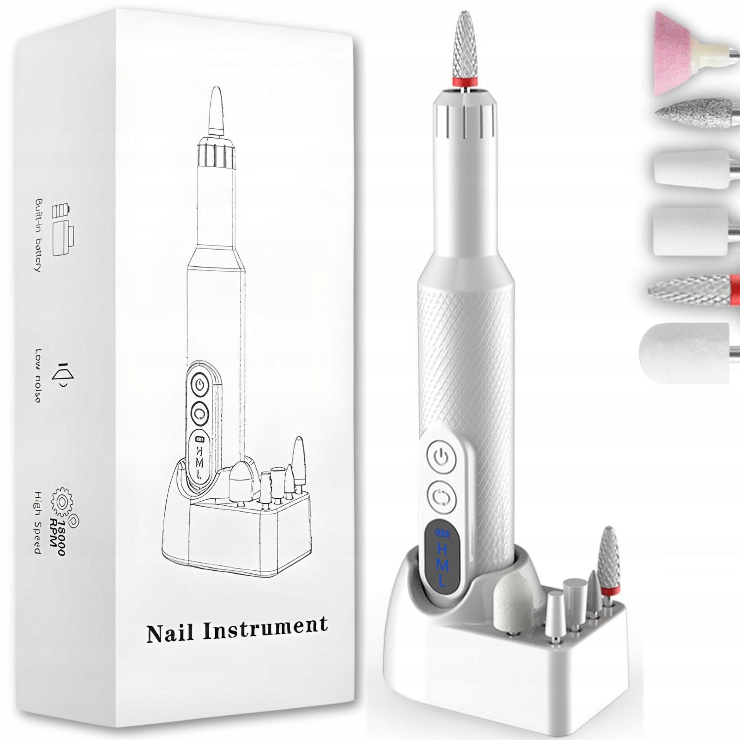 NAIL MILLING MACHINE MANICURE PEDICURE PROFESSIONAL WIRELESS SET 18000RPM Brand Chigods