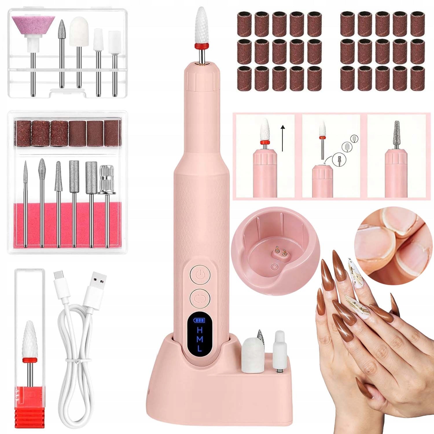NAIL MILLING MACHINE MANICURE PEDICURE SET FOR MAKING USB + 12 CUTTERS